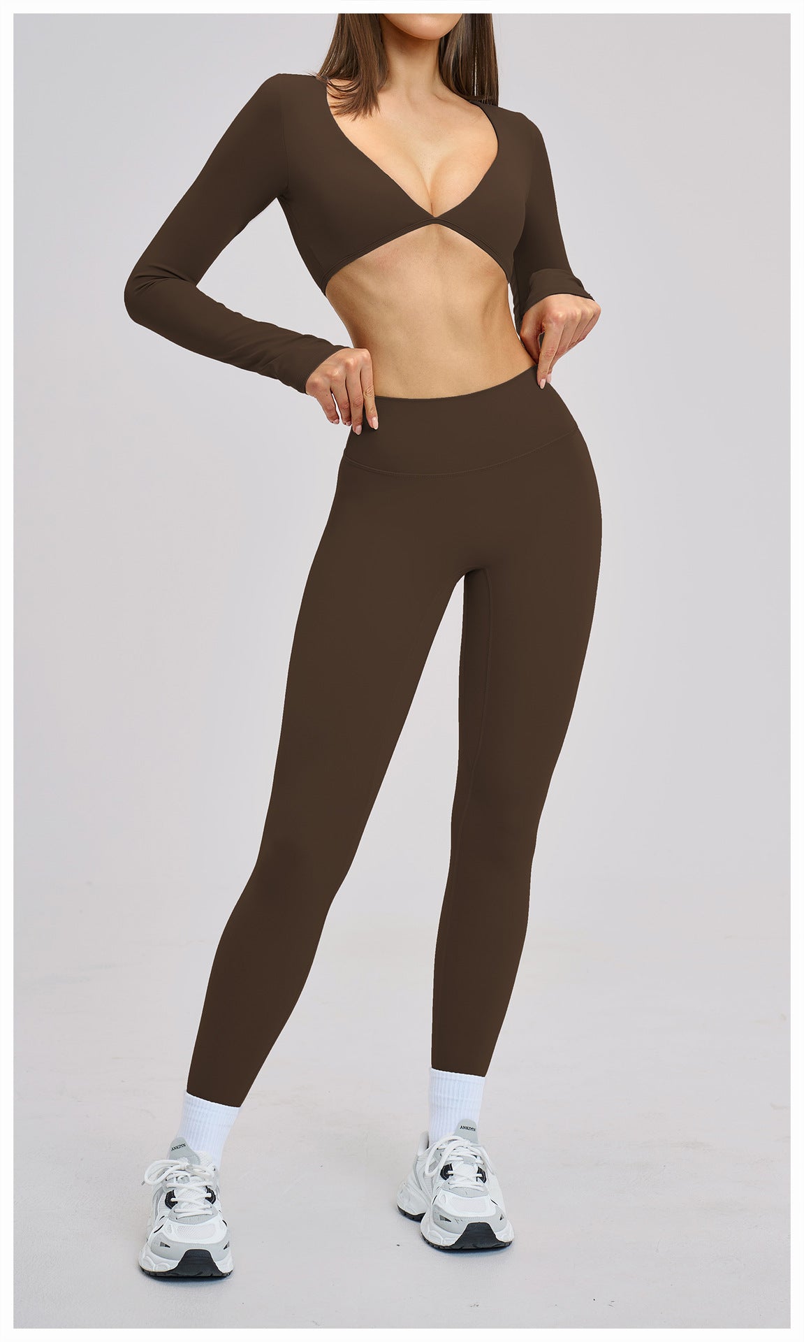 03/2026 Brushed Micro-flare Yoga Set, European and American Style Sports Running Fitness Set, Halter Neck Yoga Suit 4201