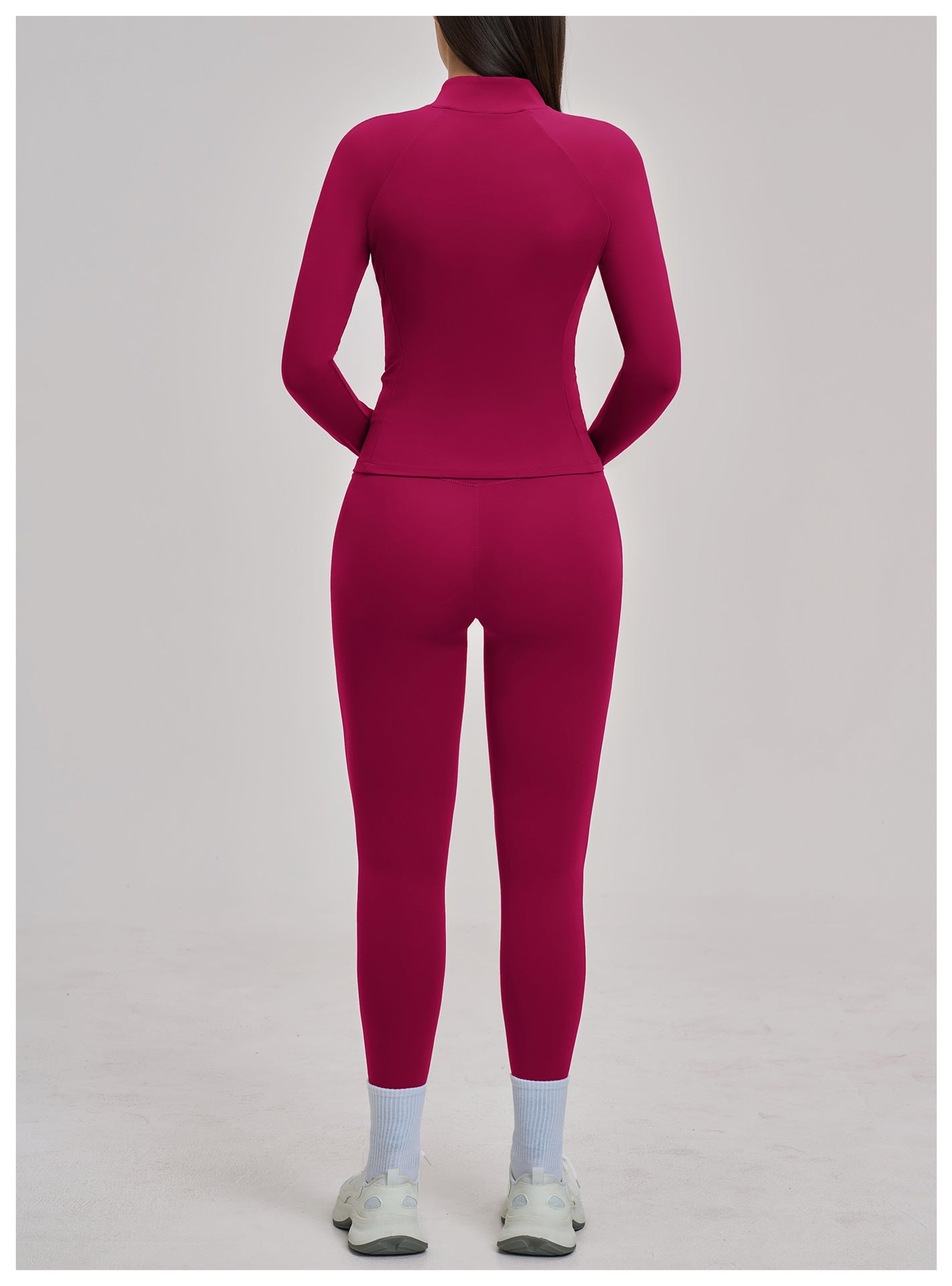 03/2026 Women's outdoor cycling and running sports three-piece set with brushed zipper, 4520