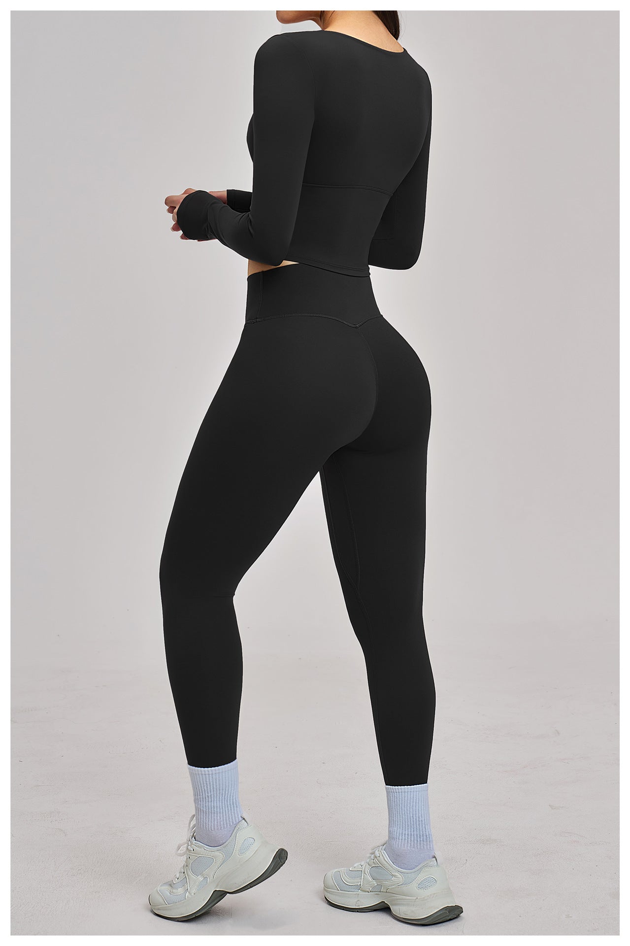 03/2026 European and American style brushed long-sleeved yoga set, sports running fitness set, versatile casual yoga wear 4520