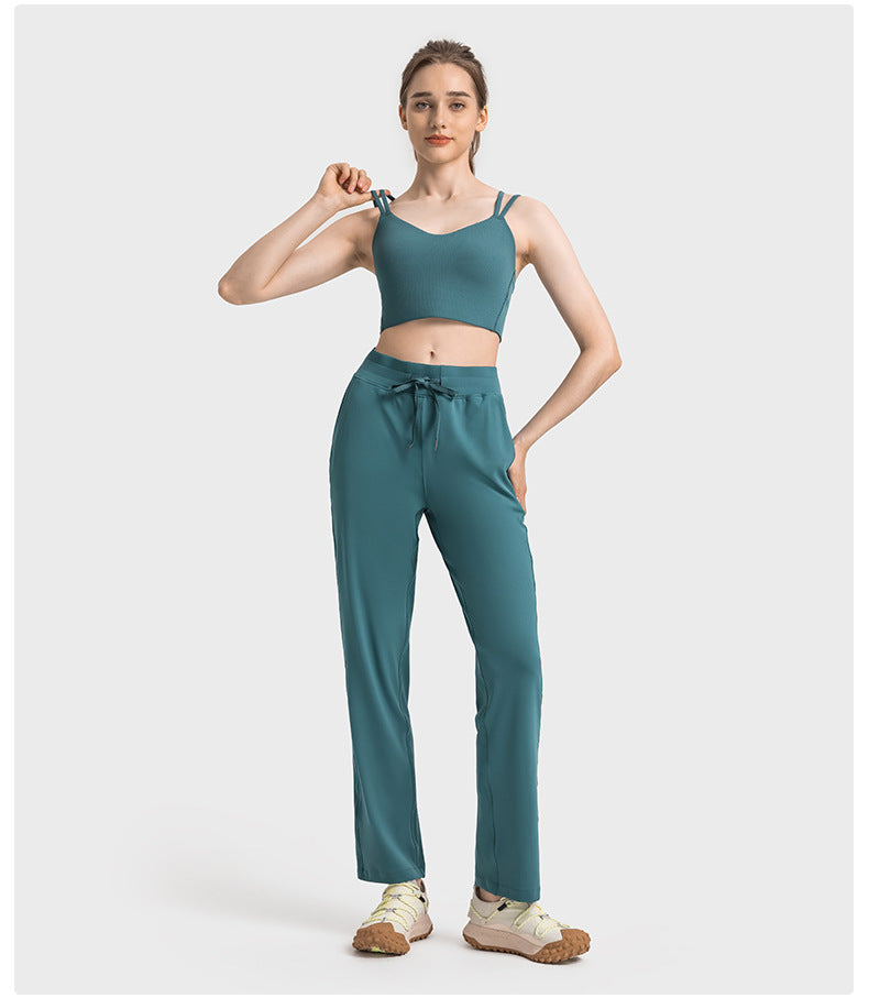 Hyosung Spandex Straight Casual All-match Sports Trousers Women's High Waist Abdominal Training Fitness Yoga Pants