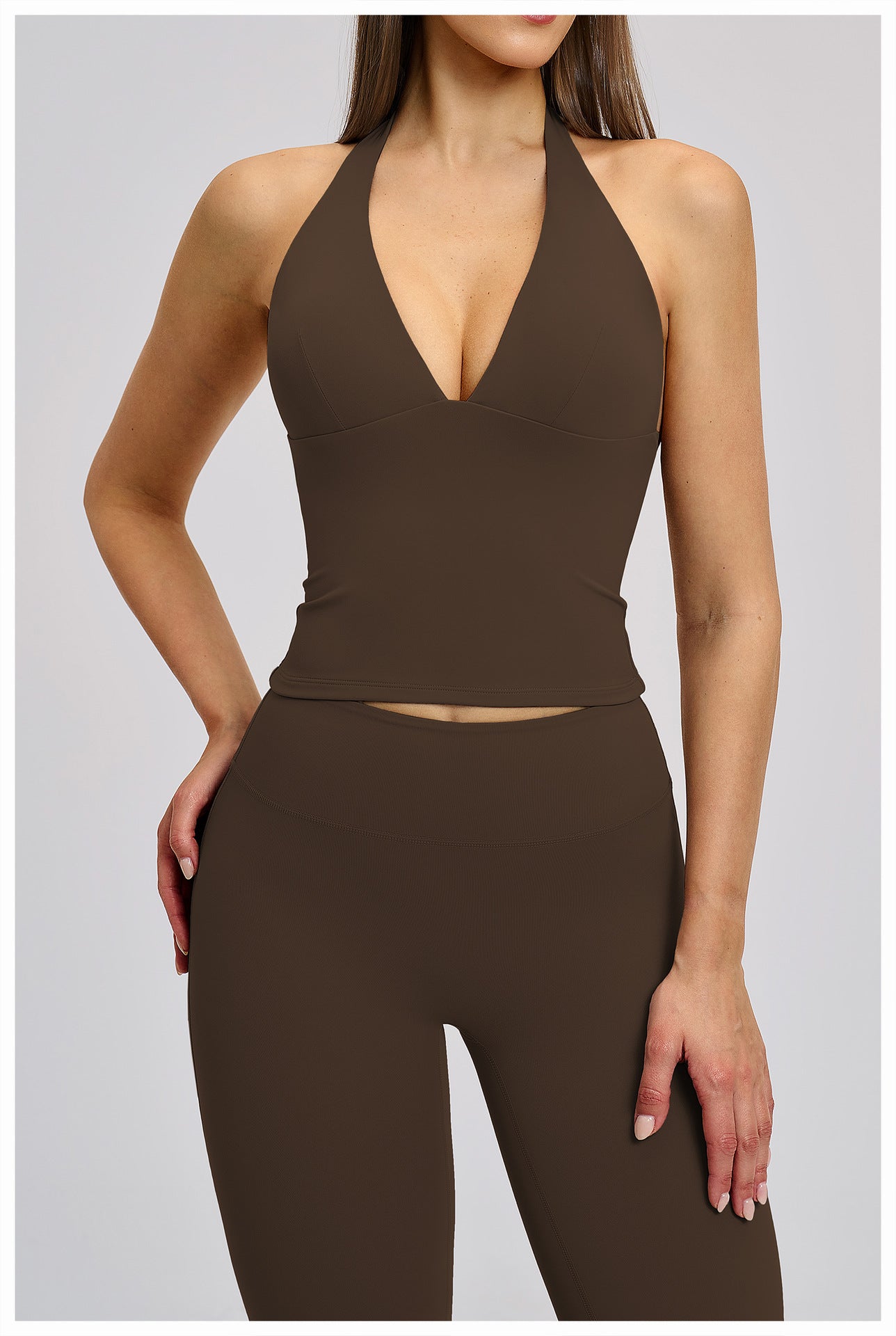 03/2026 V-neck European and American style yoga vest with padded chest, high elasticity, hollow design, outdoor beautiful back, fitness sports vest for women, 4201