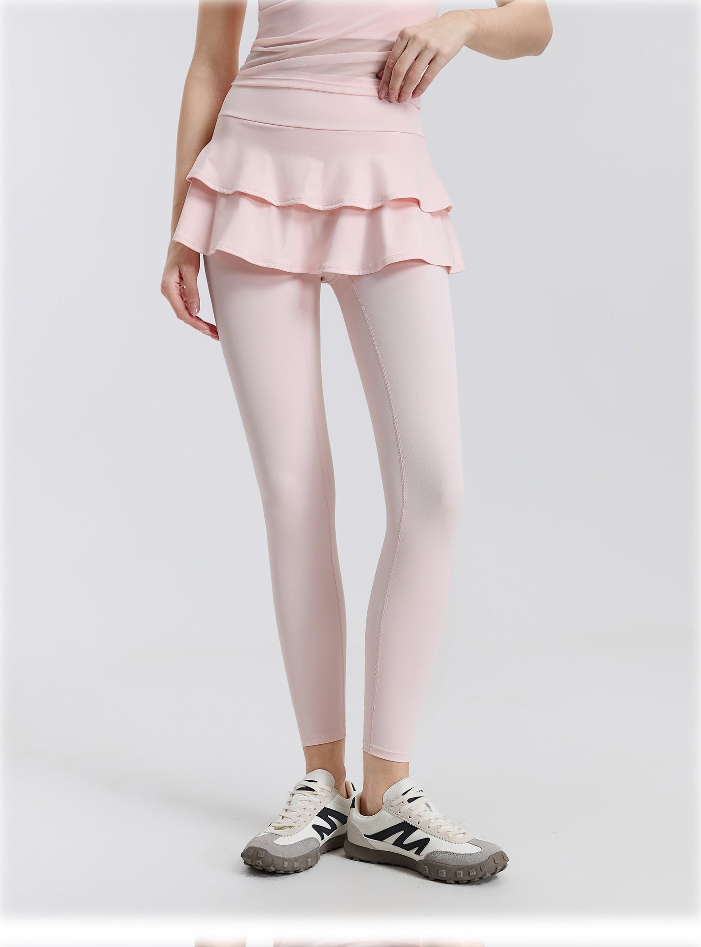 01/2026 High-waisted, two-piece design, nude-feel yoga pants/skirt, suitable for wearing as outerwear, running, sports, breathable, fitness, tights, dance skirt