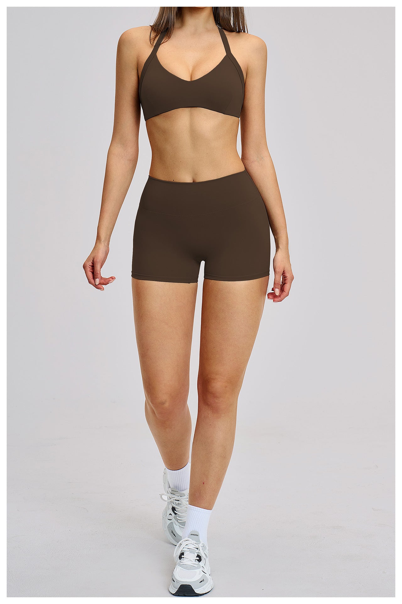 03/2026 Brushed Fleece Sports Yoga Set with Hollow Neck and Beautiful Back - Sports Running Fitness Set 4201