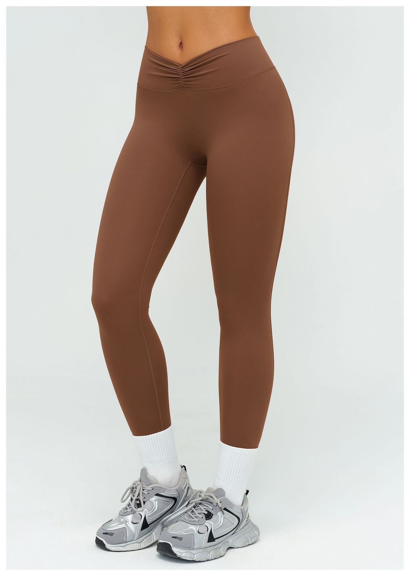 12/2025 Pantalones largos de yoga, cepillados, de cintura alta, fruncidos, ajustados, para deportes al aire libre, correr, fitness, 9313
