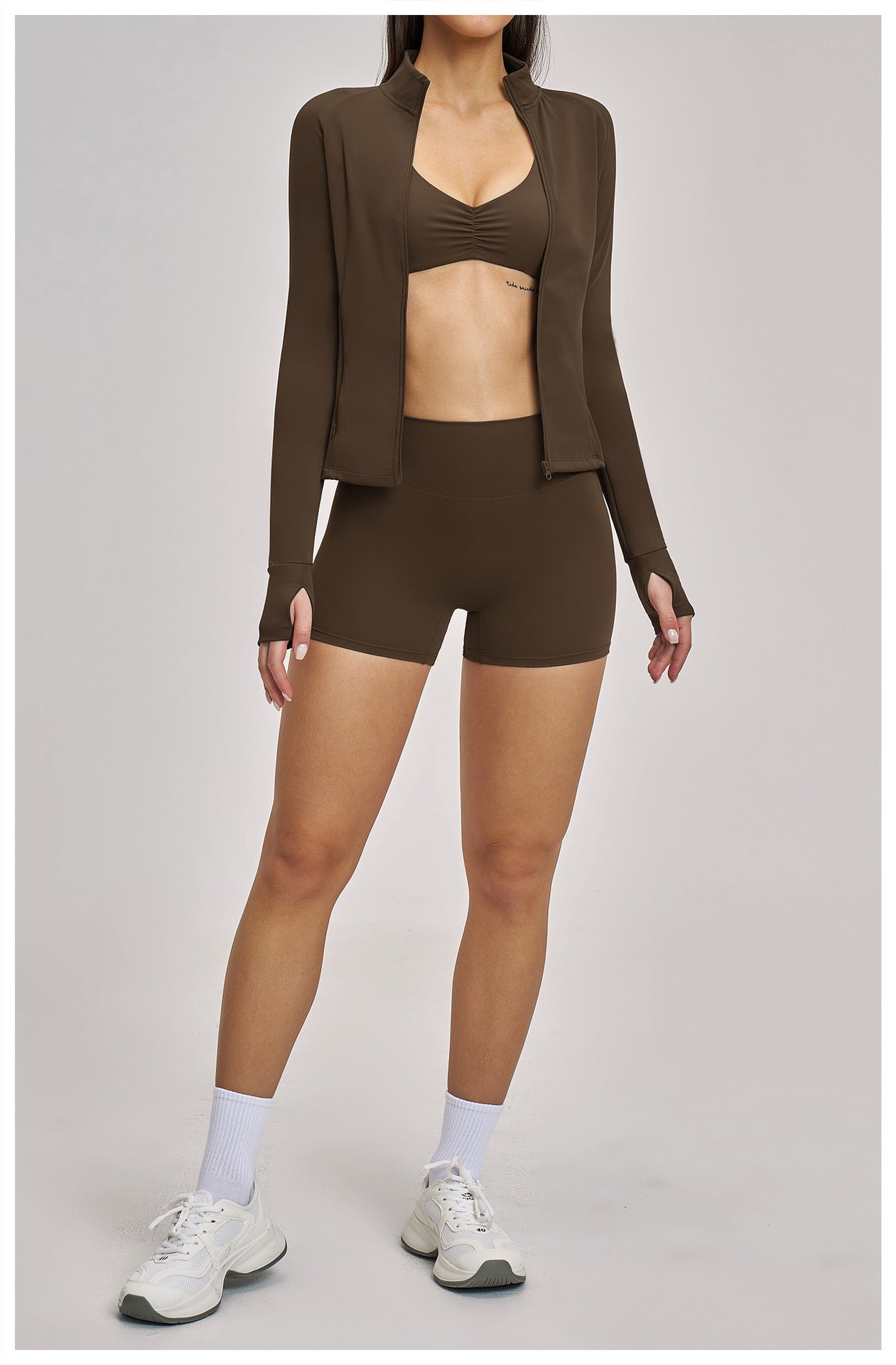 03/2026 Spring Yoga Set Casual Fitness Suit Women's Outdoor Running Sports Three-Piece Set 4510