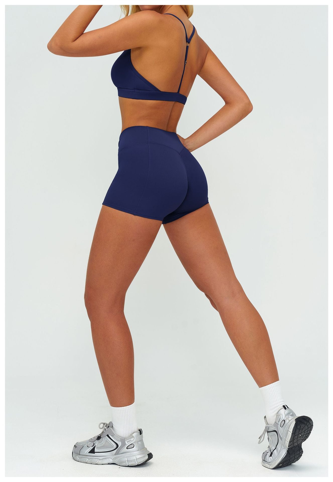 12/2025 Women's high-waisted, brushed yoga shorts with pleats and hip-lifting design, perfect for outdoor running and sports (style number 9313).