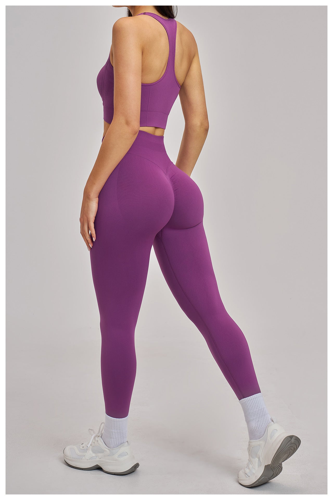03/2026 Wholesale FOUREGG #5518 Seamless Yoga Set, Racerback Fitted Fitness Suit, High Elastic Running Sports Set for Women, 5518