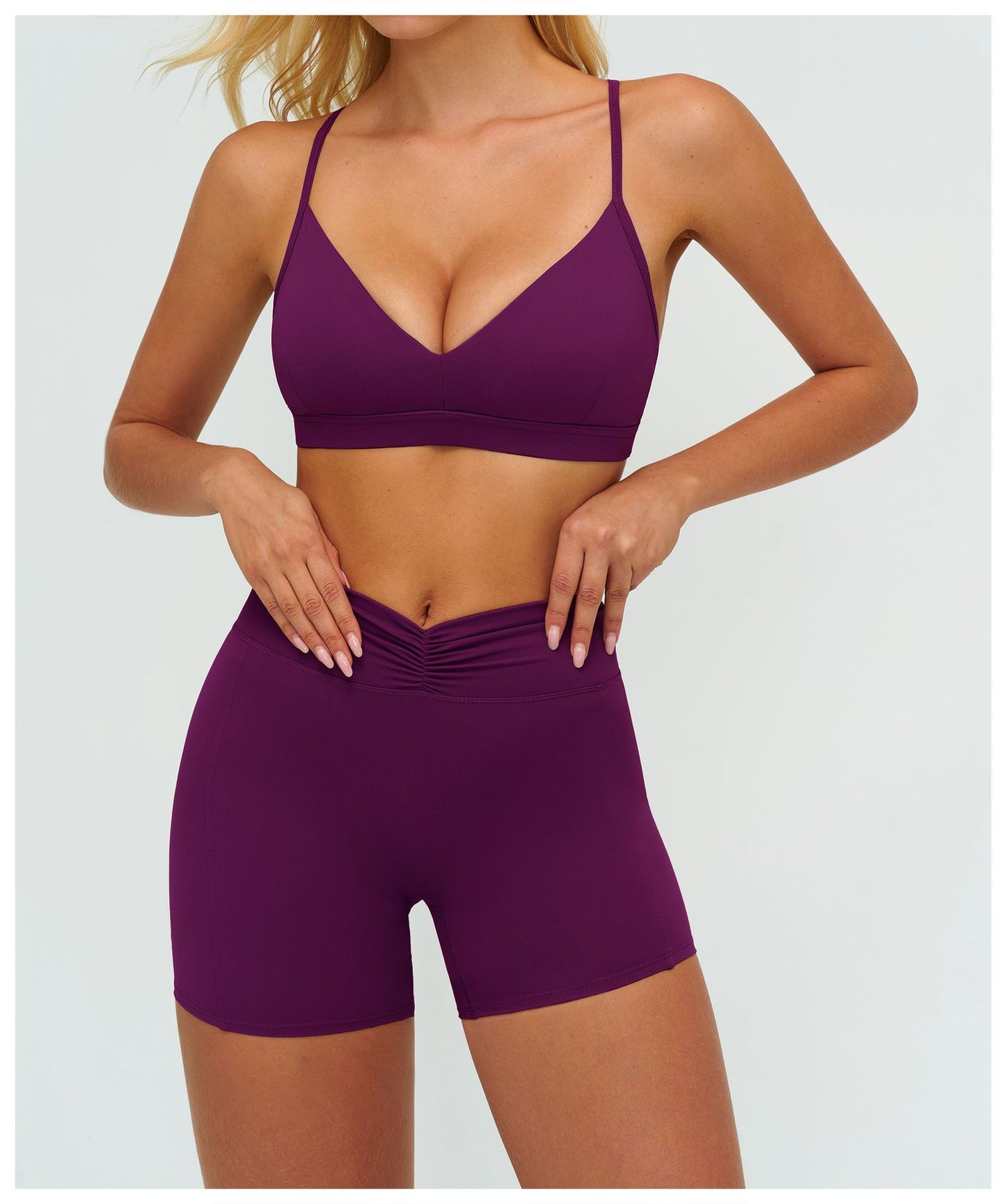 12/2025 Sujetador de yoga con cuello en V cepillado y espalda en forma de Y, sujetador deportivo ajustable, sujetador deportivo para fitness y correr 9313 -