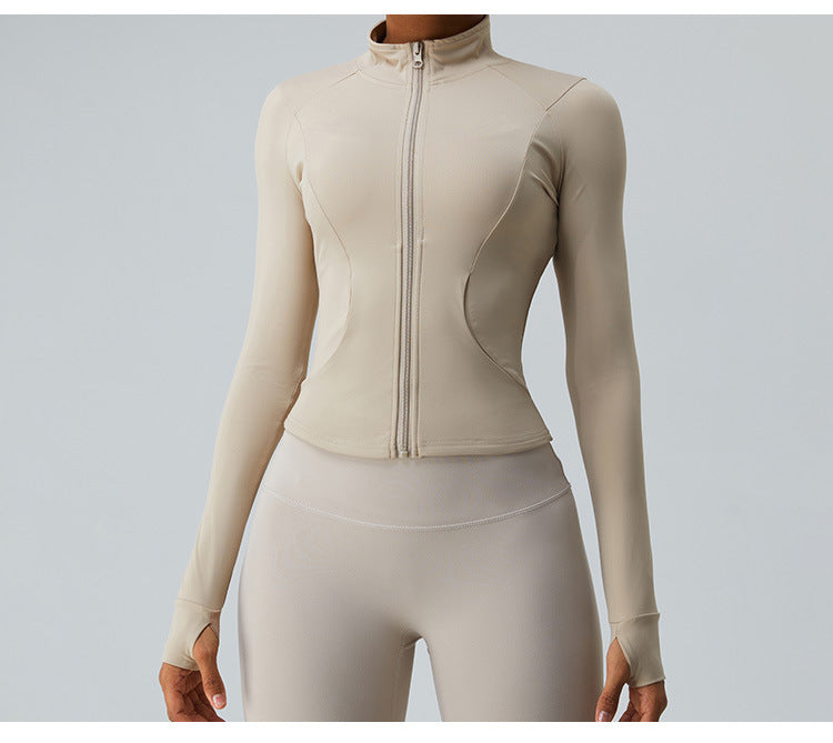 2023.09 Autumn new cloud sense zipper yoga coat female slimming long sleeve fitness coat quick drying sports coat