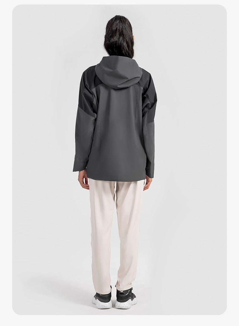 2023.09 Men and women of the same YKK zipper wear-resistant breathable mountaineering clothing three heat seal pressure glue color bird hooded hardshell jacket