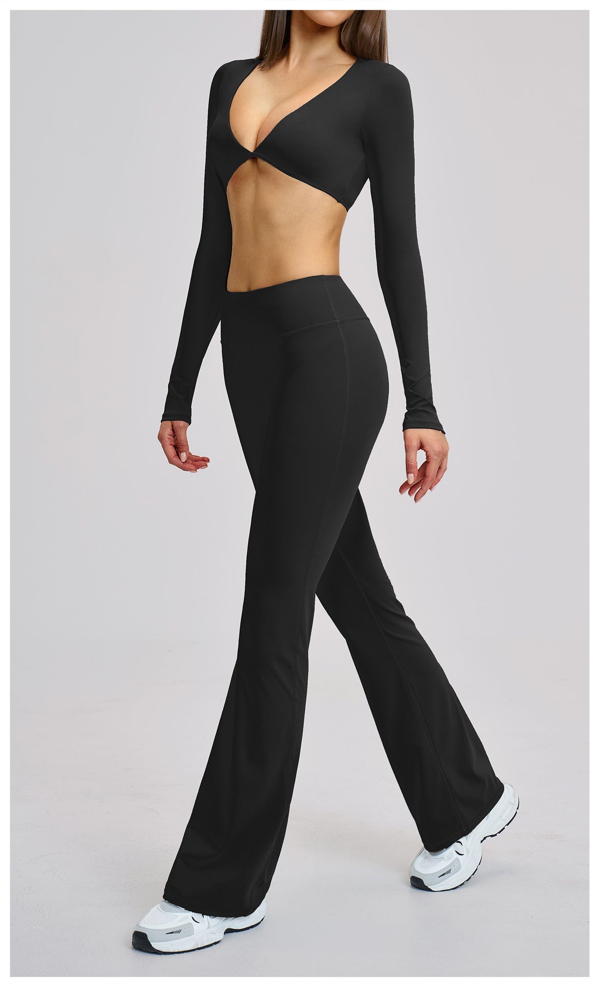03/2026 Brushed Micro-flare Yoga Set, European and American Style Sports Running Fitness Set, Halter Neck Yoga Suit 4201