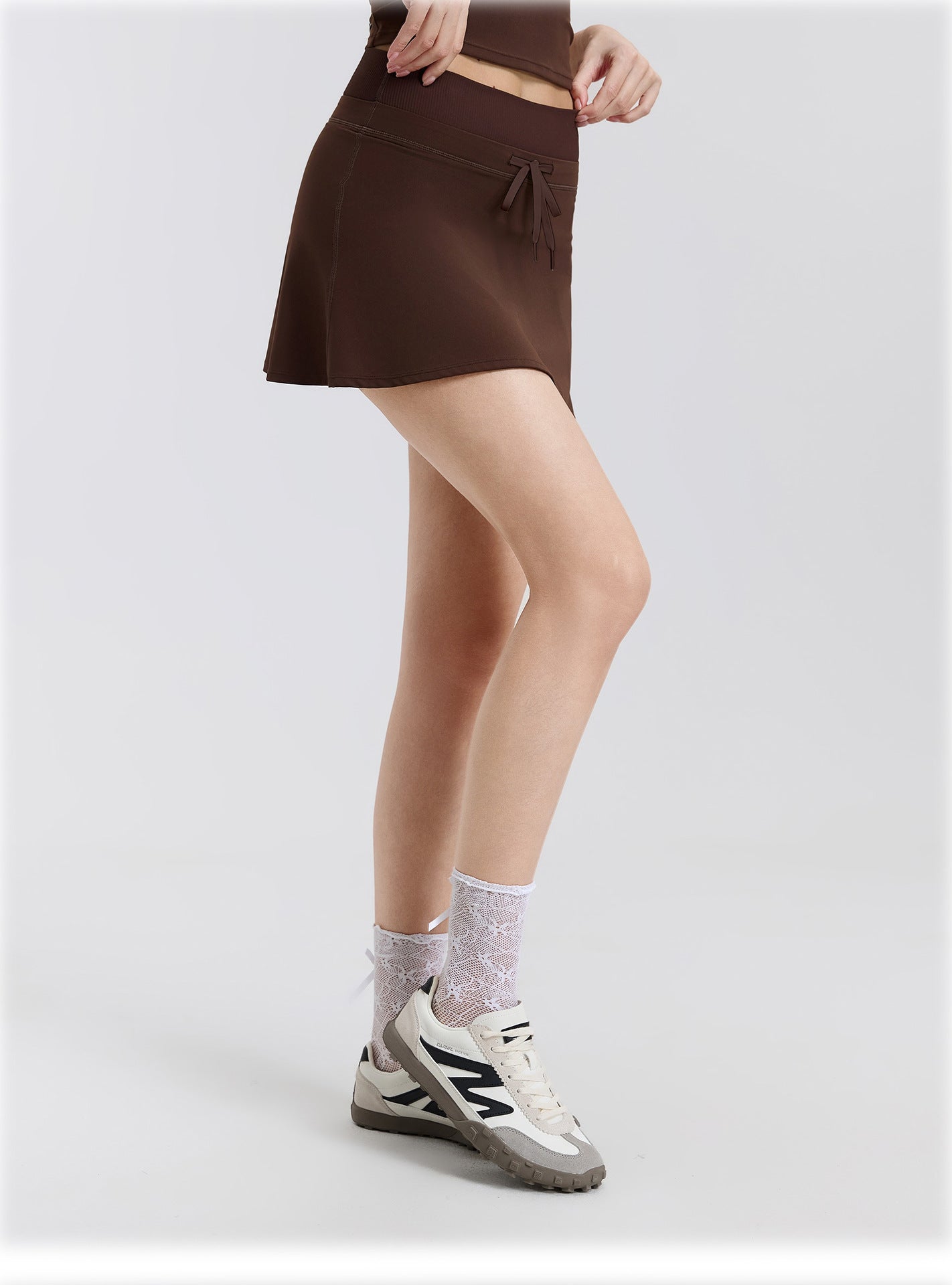 03/2026 Minifalda deportiva de secado rápido con doble cintura, minifalda de yoga elástica acanalada de corte A, minifalda de tenis deportiva antiexposición