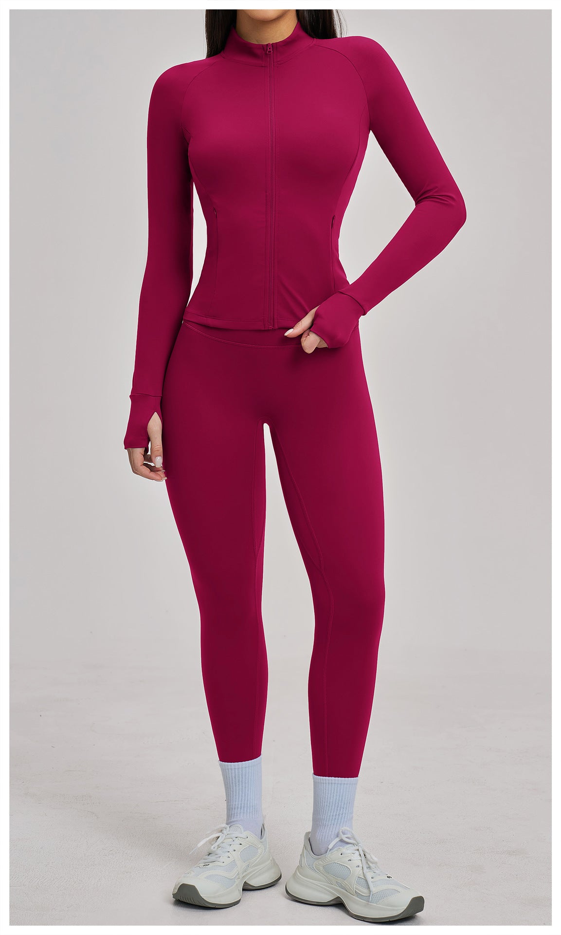 03/2026 Women's Zipper Casual Yoga Set, Brushed Outdoor Cycling Running Sports Fitness Set 4510