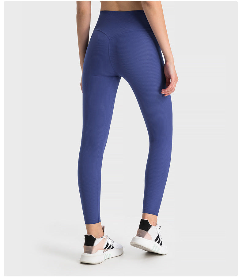 SPR pumped strip ribbed without embarrassing line high waist hip-lifting yoga pants for women wearing belly-holding fitness sports nine-point pants
