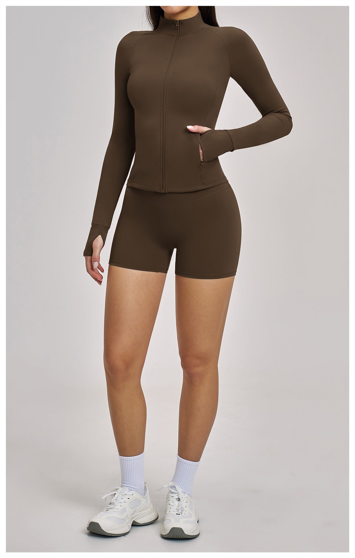 03/2026  Quick-drying fitness set with zipper, casual set for women, outdoor cycling, running and sports outfit, 4510