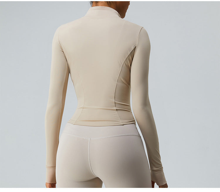 2023.09 Autumn new cloud sense zipper yoga coat female slimming long sleeve fitness coat quick drying sports coat