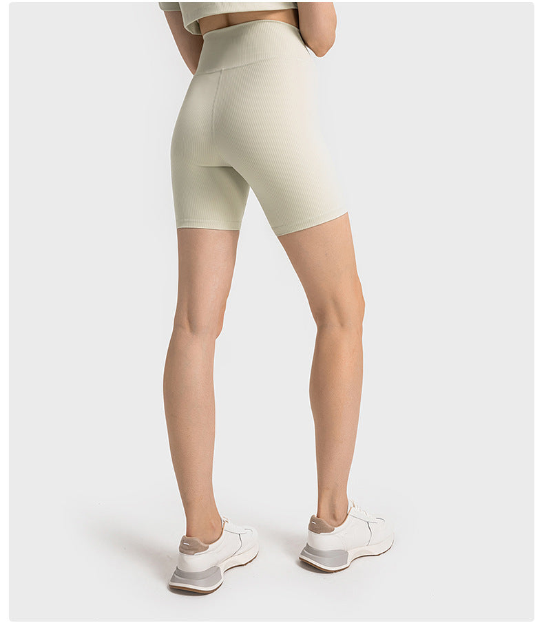 SPR pumped ribbed cross waist tight yoga shorts cover belly buttocks running fitness sports three-point pants women