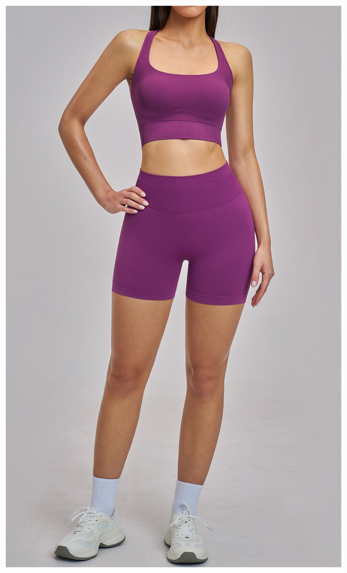 03/2026 Racerback Fitted Yoga Set, Seamless Fitness Wear, High-Elastic Running Sports Set for Women, 5518