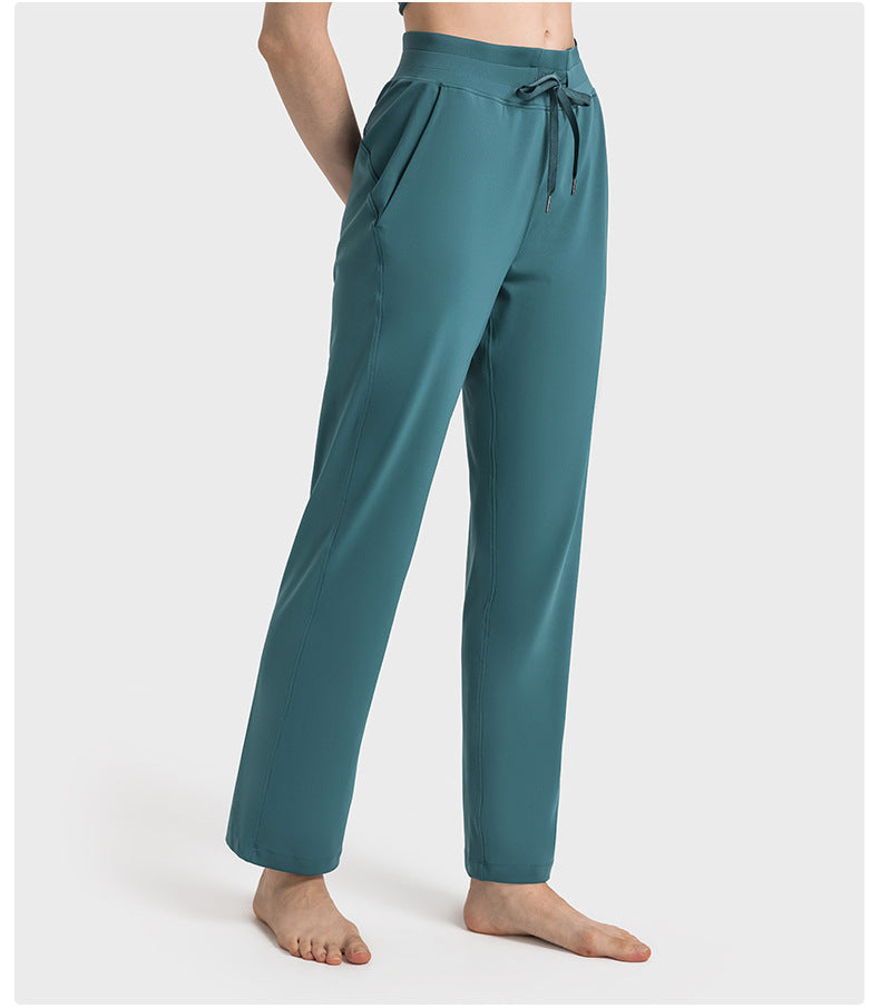 Hyosung Spandex Straight Casual All-match Sports Trousers Women's High Waist Abdominal Training Fitness Yoga Pants