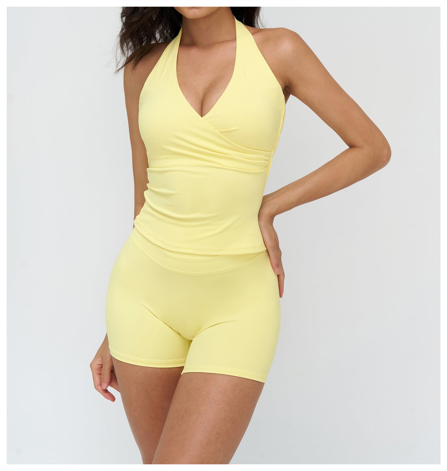 12/2025 V-neck halter yoga vest, tight brushed back beauty sports vest, outdoor running fitness underwear 3109