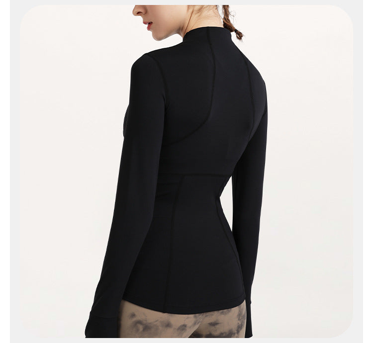 2023.08 Yoga clothing stand-up collar cardigan zipper sports jacket women's tight-fitting running quick-drying long-sleeved fitness clothing jacket jacket autumn