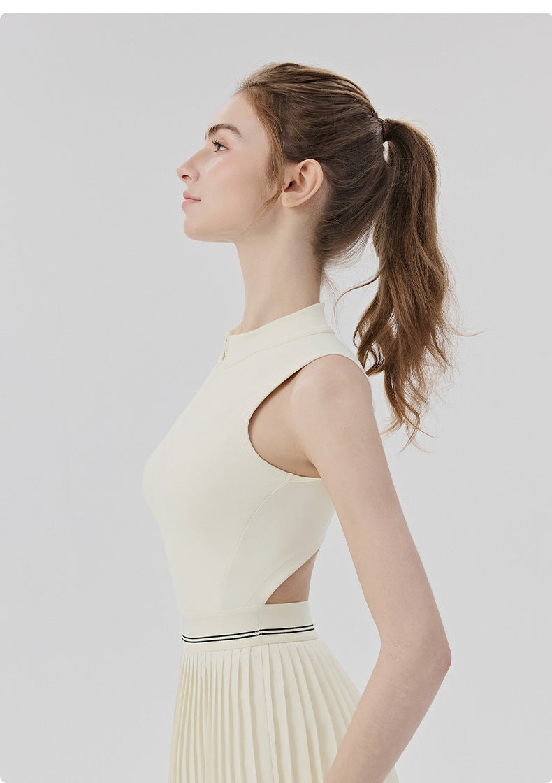 01/2026 Women's tennis dress with padded bra to prevent wardrobe malfunction, yoga bodysuit, badminton-inspired cool and breathable sports skirt/pants