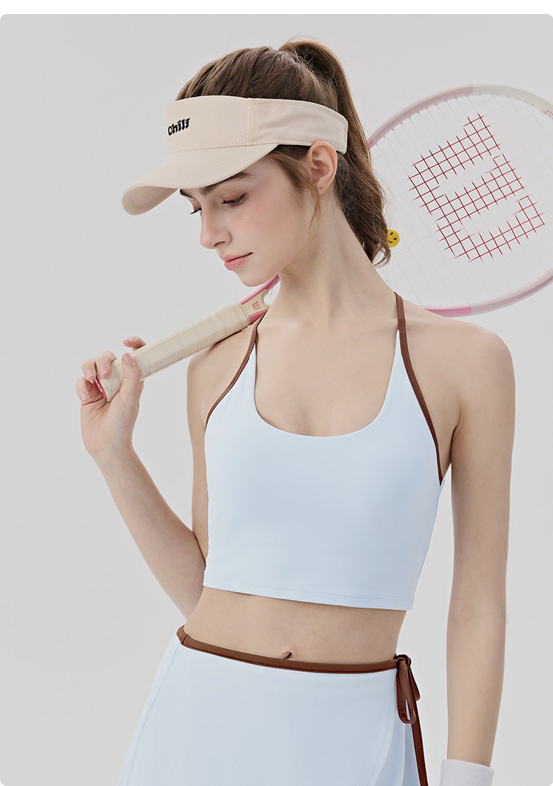 01/2026 Women's Yoga Vest with Padded Chest, No Need to Wear a Bra, Color Block Stripes, Beautiful Back, Pilates Fitness Top