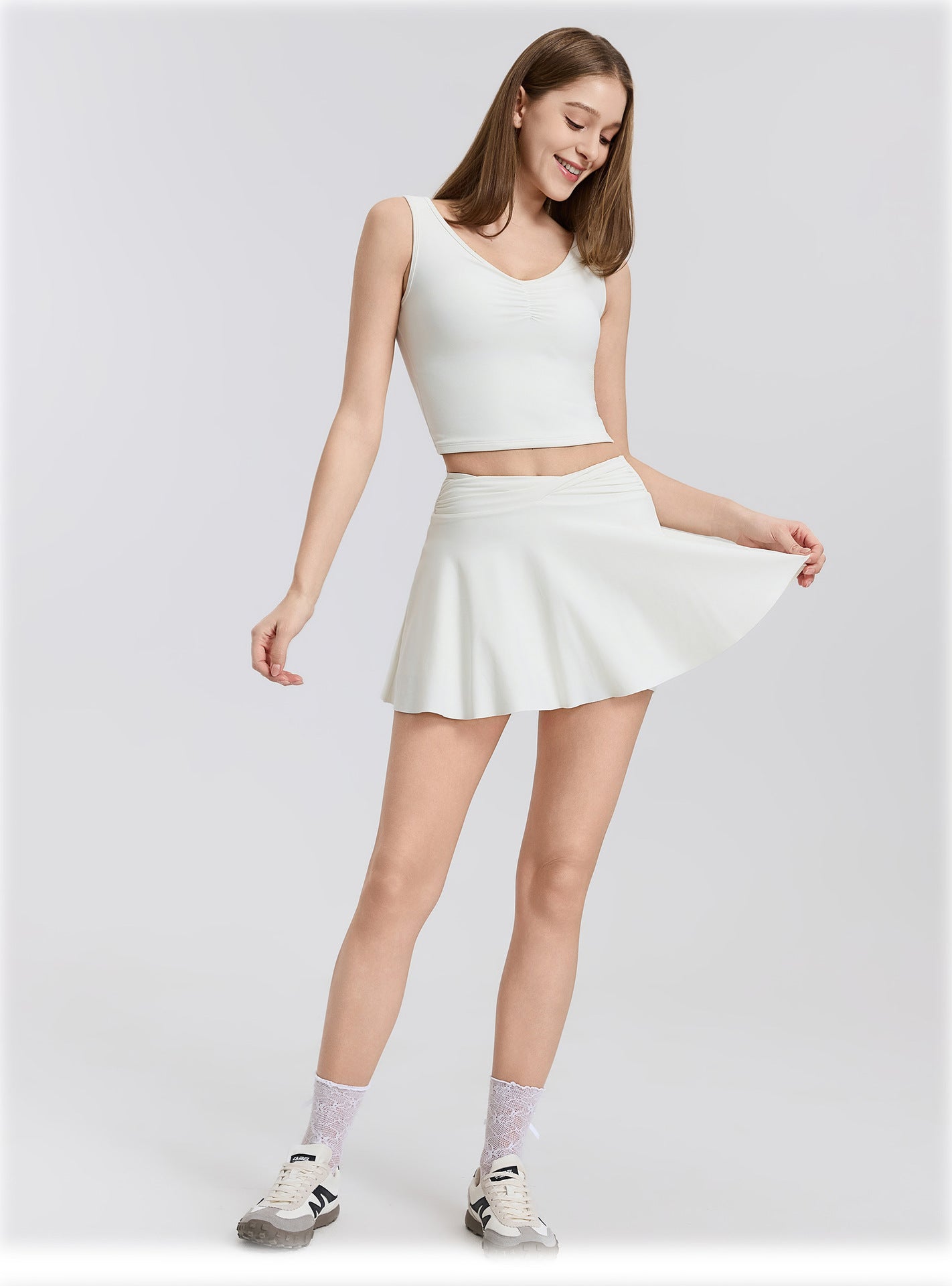 03/2026 fouregg Cloud-Feel One-Shoulder Yoga Top Built-in Bra Running Tops DX5874