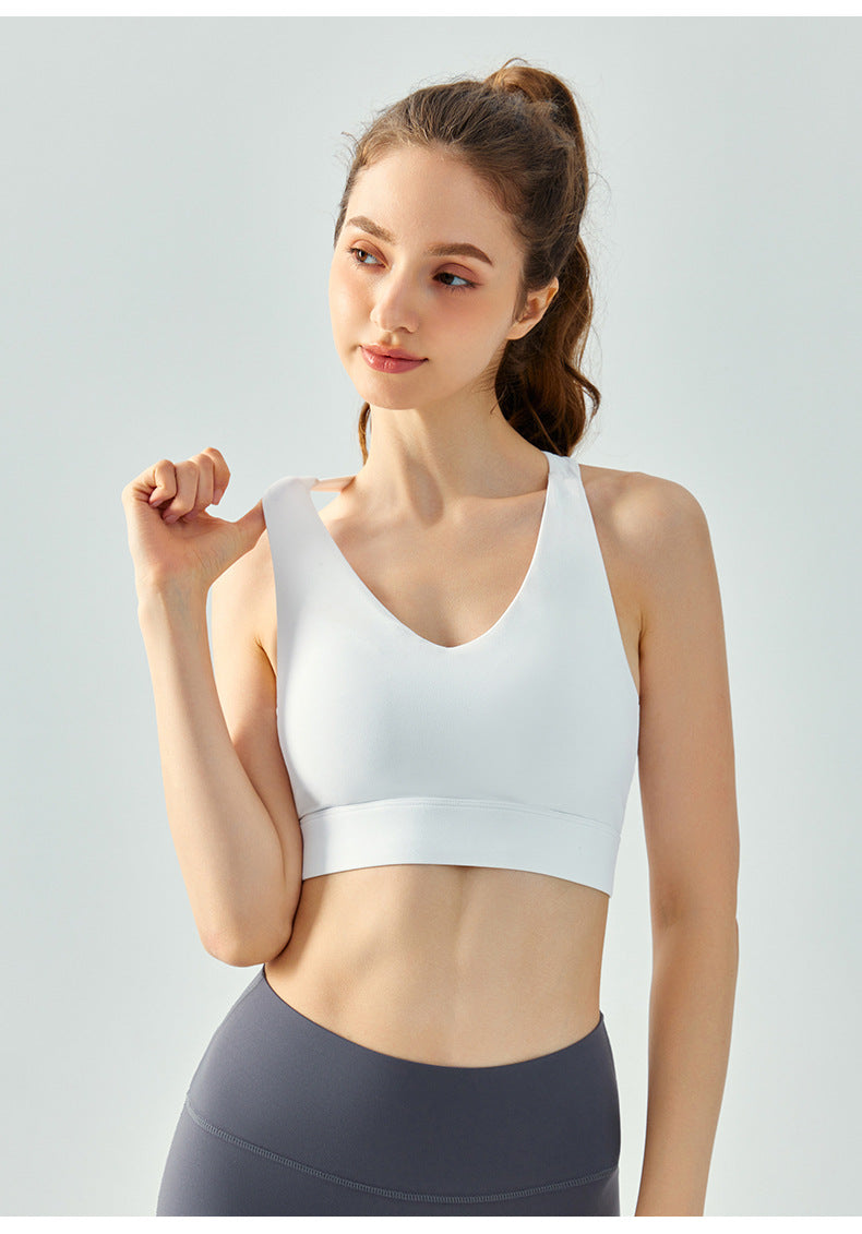 Yoga vest with chest pad summer fitness sling beautiful back bra top water drop fixed cup running sports bra