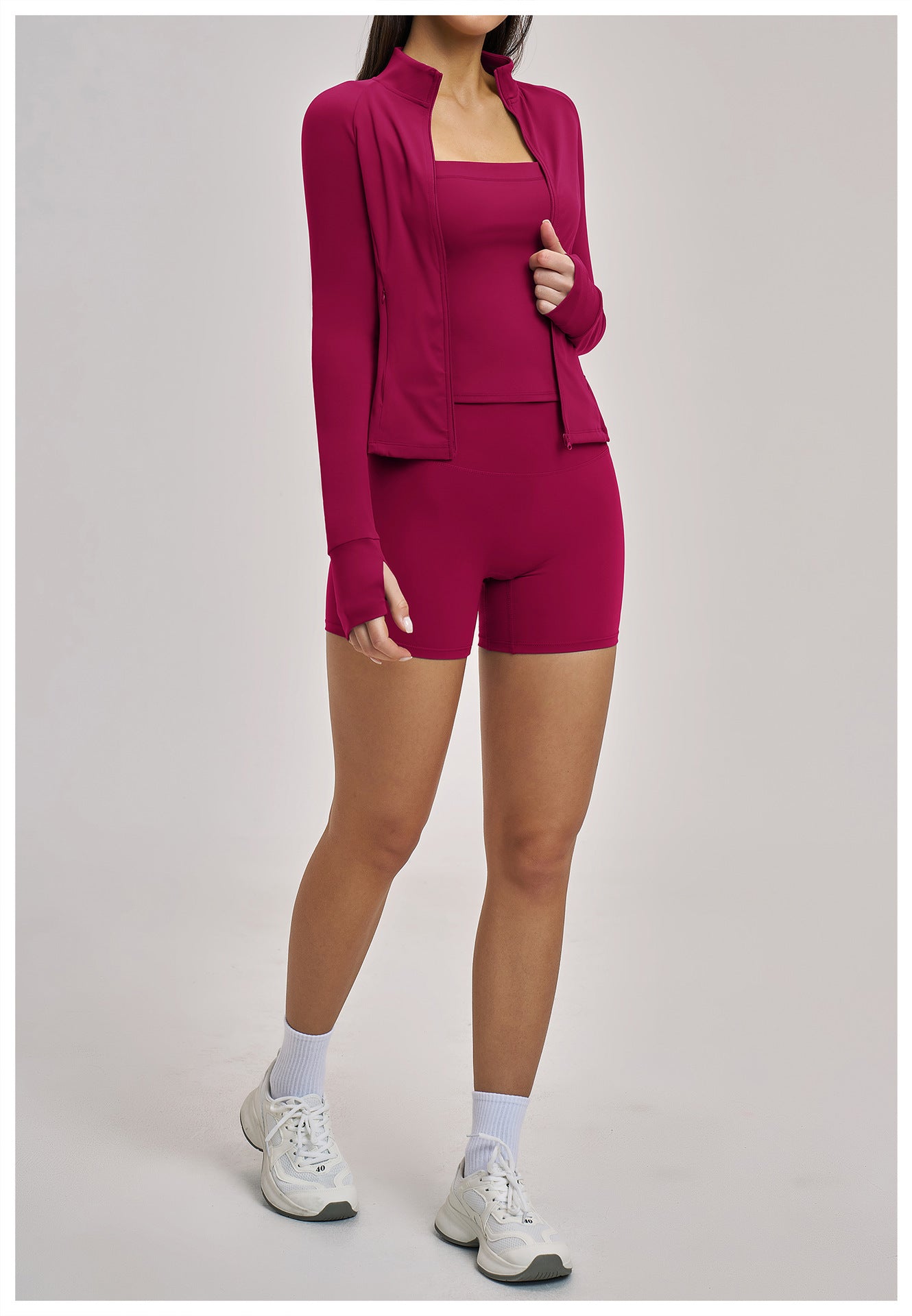 03/2026 Spring Yoga Set Casual Fitness Suit Women's Outdoor Running Sports Three-Piece Set 4510