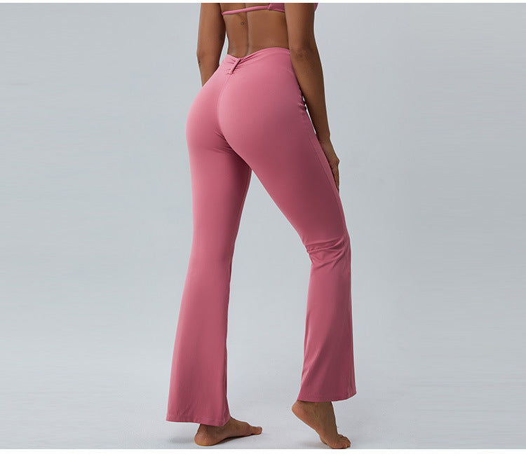 2023.08 Autumn new naked sense of lean speaker yoga pants women micro stretch wide leg pants high waist lift hip outdoor sports fitness pants