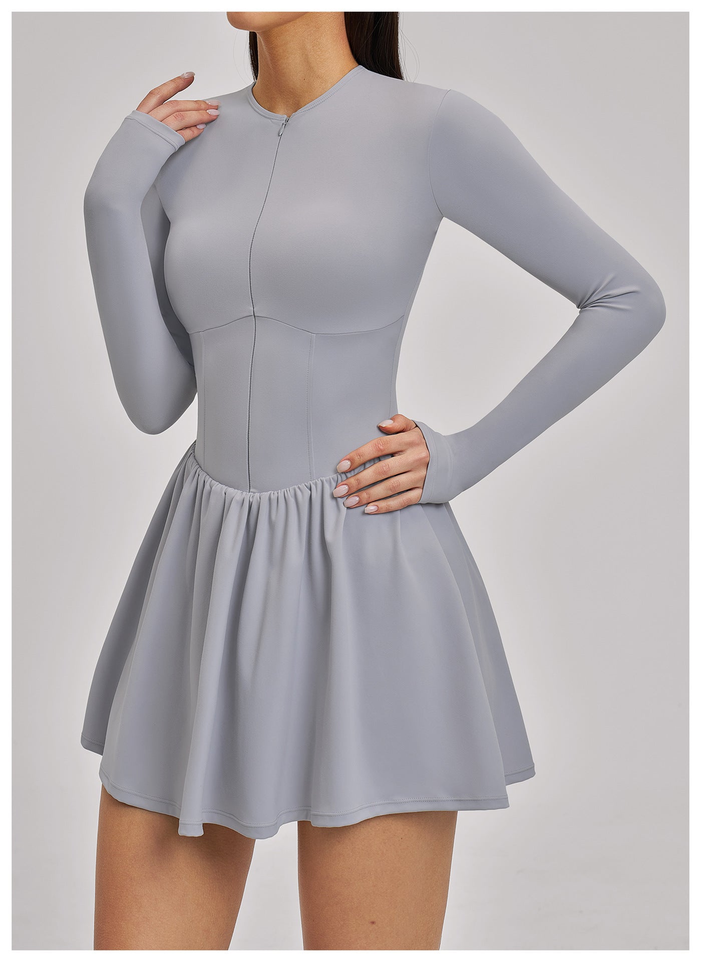 03/2026  Falda de tenis FOUREGG de imitación de dos piezas al por mayor, capa base, falda con bolsillo anticomprometida para fitness, vestido deportivo 9577