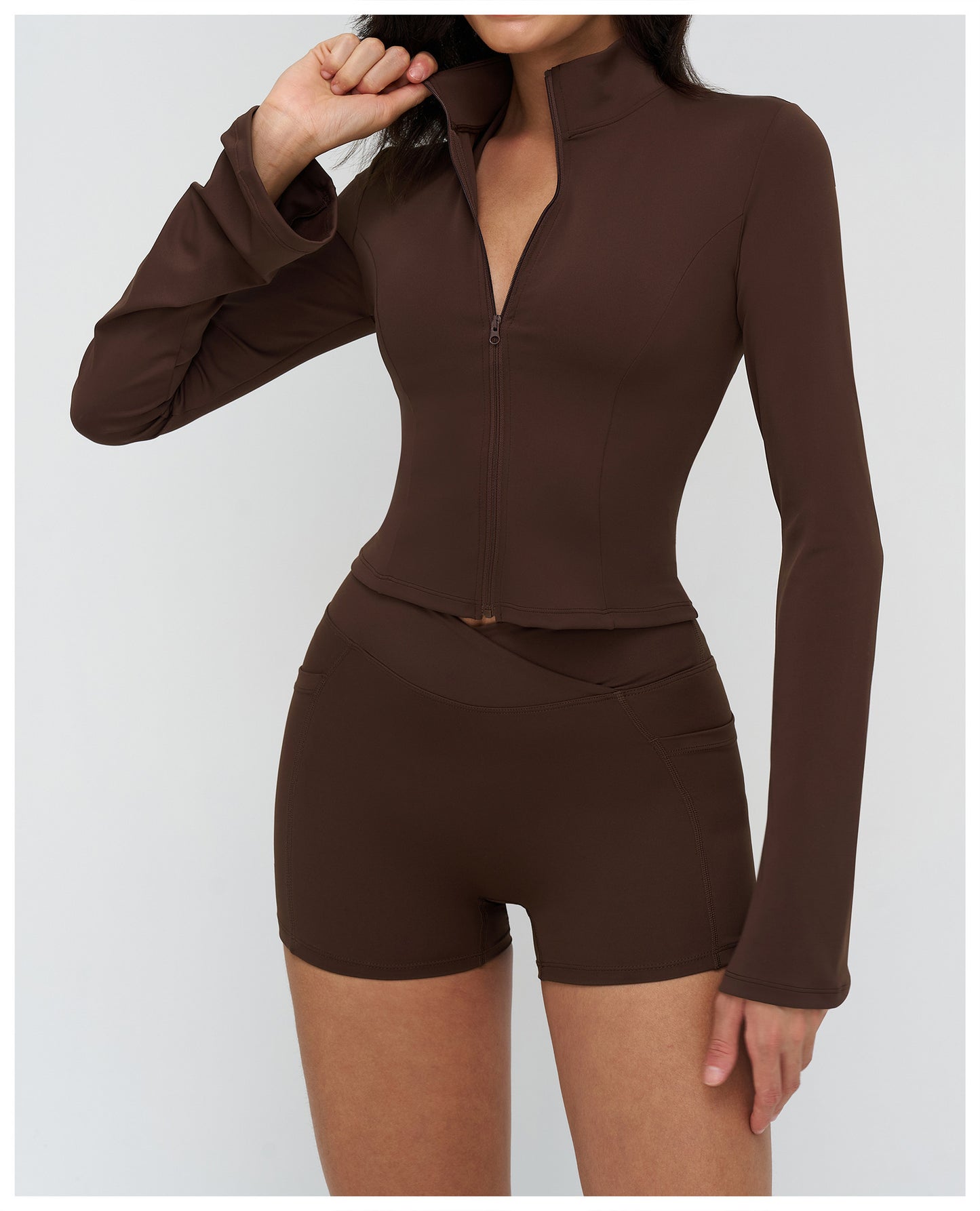 12/2025 Yoga coat, stand-up collar, zipper, flared sleeve, fashionable coat, outdoor running sports top, women 4518