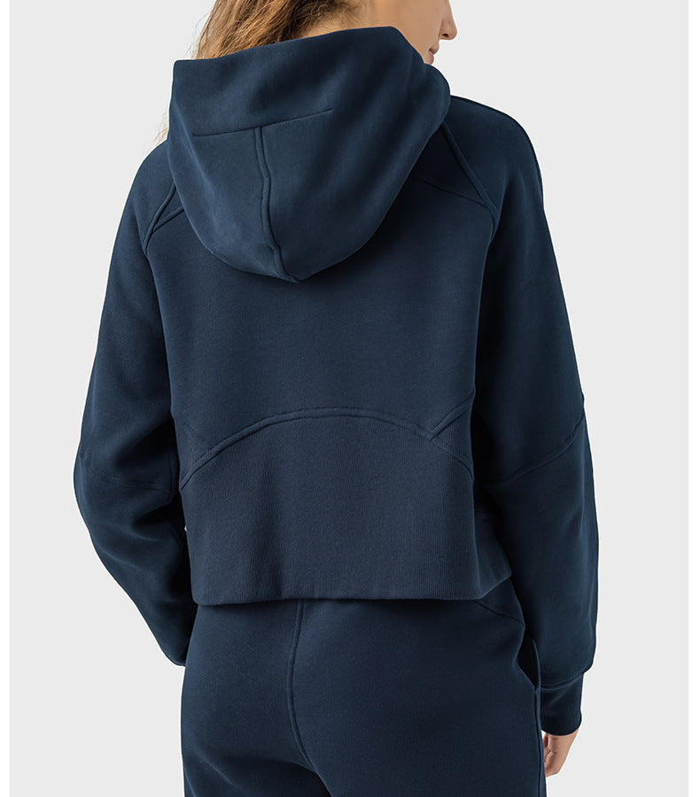 2023.09 SCA Autumn Winter warm with velvet zipper hooded sports coat loose yoga casual fashion all-in-one hoodie