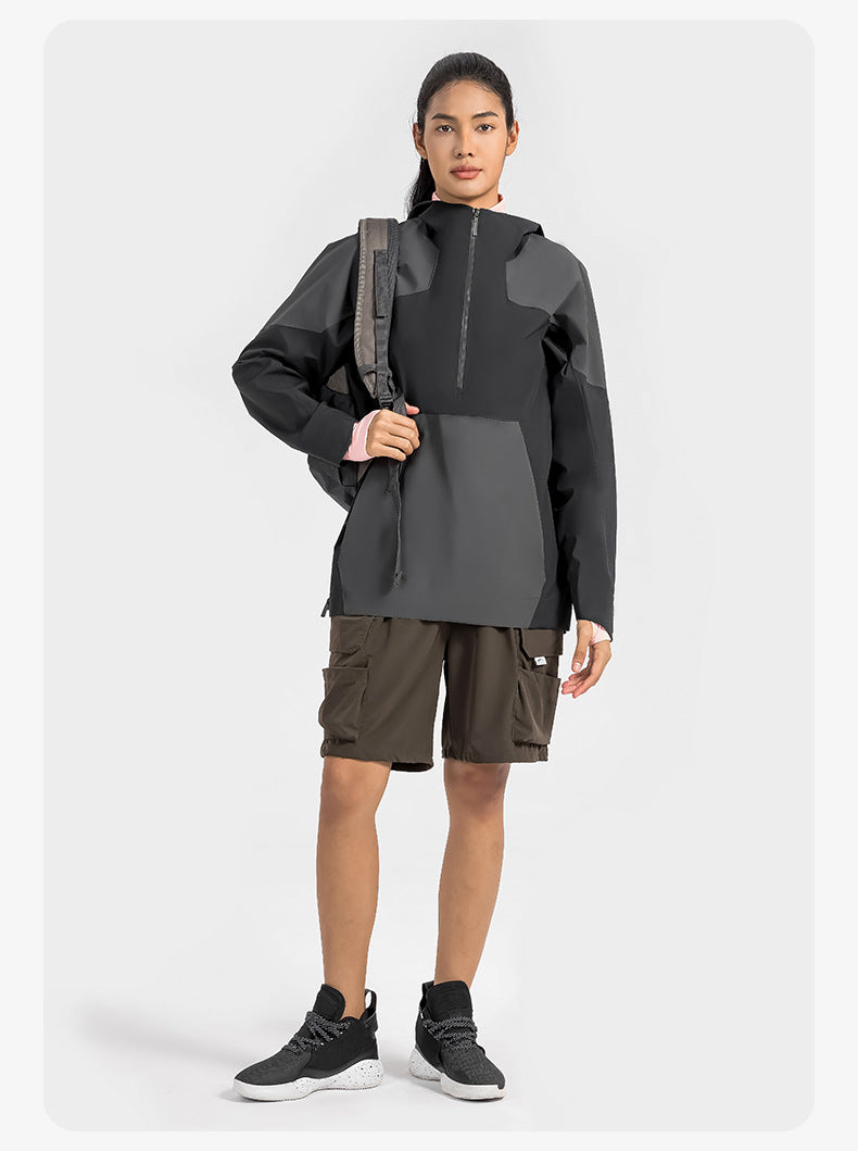 2023.09 Men and women of the same YKK zipper wear-resistant breathable mountaineering clothing three heat seal pressure glue color bird hooded hardshell jacket