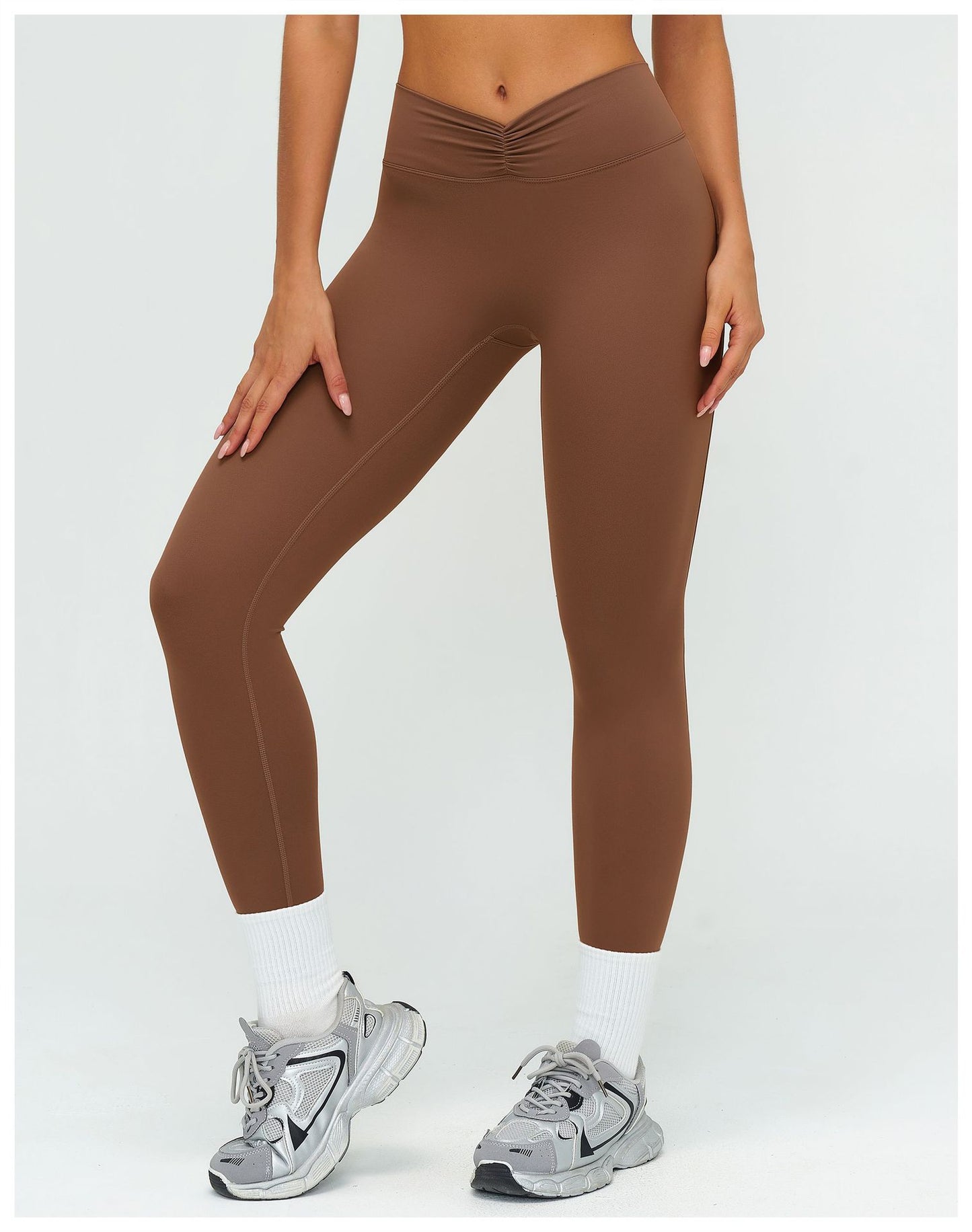 12/2025 Pantalones largos de yoga, cepillados, de cintura alta, fruncidos, ajustados, para deportes al aire libre, correr, fitness, 9313