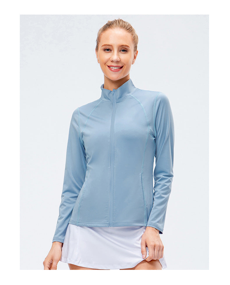 09/2025 Veste de sport à fermeture éclair et manches longues pour femme Automne/Hiver, Tenue de yoga de fitness ajustée, Haut de course élastique à séchage rapide 12613