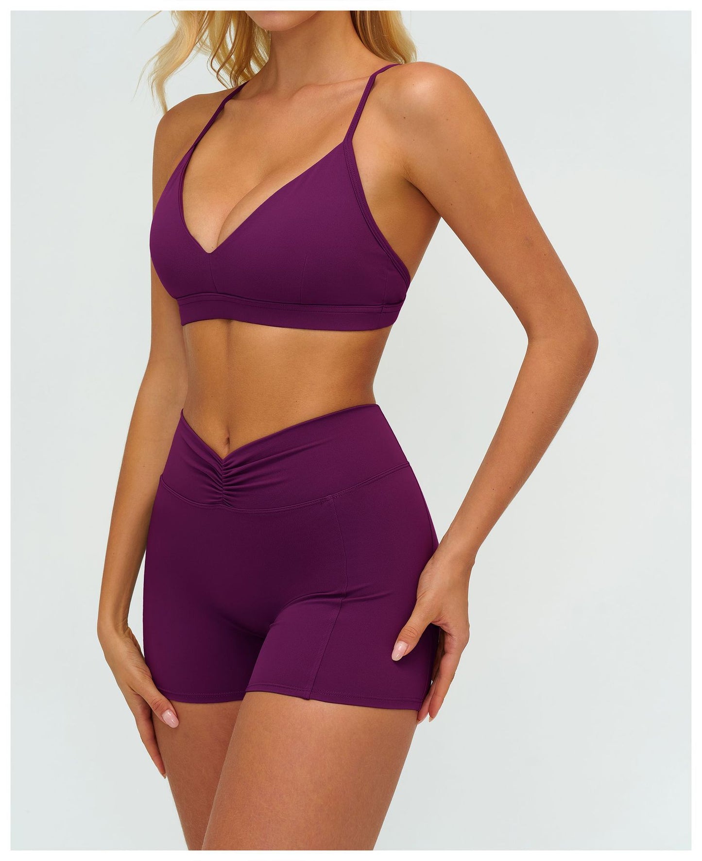 12/2025 Sujetador de yoga con cuello en V cepillado y espalda en forma de Y, sujetador deportivo ajustable, sujetador deportivo para fitness y correr 9313 -