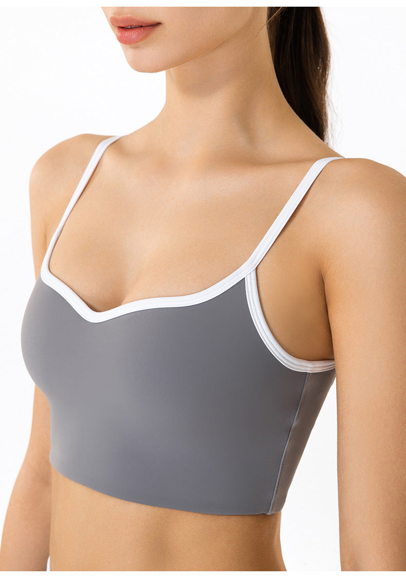 color contrast sports bra women's running fitness clothes gathered breasts bra tight tops women