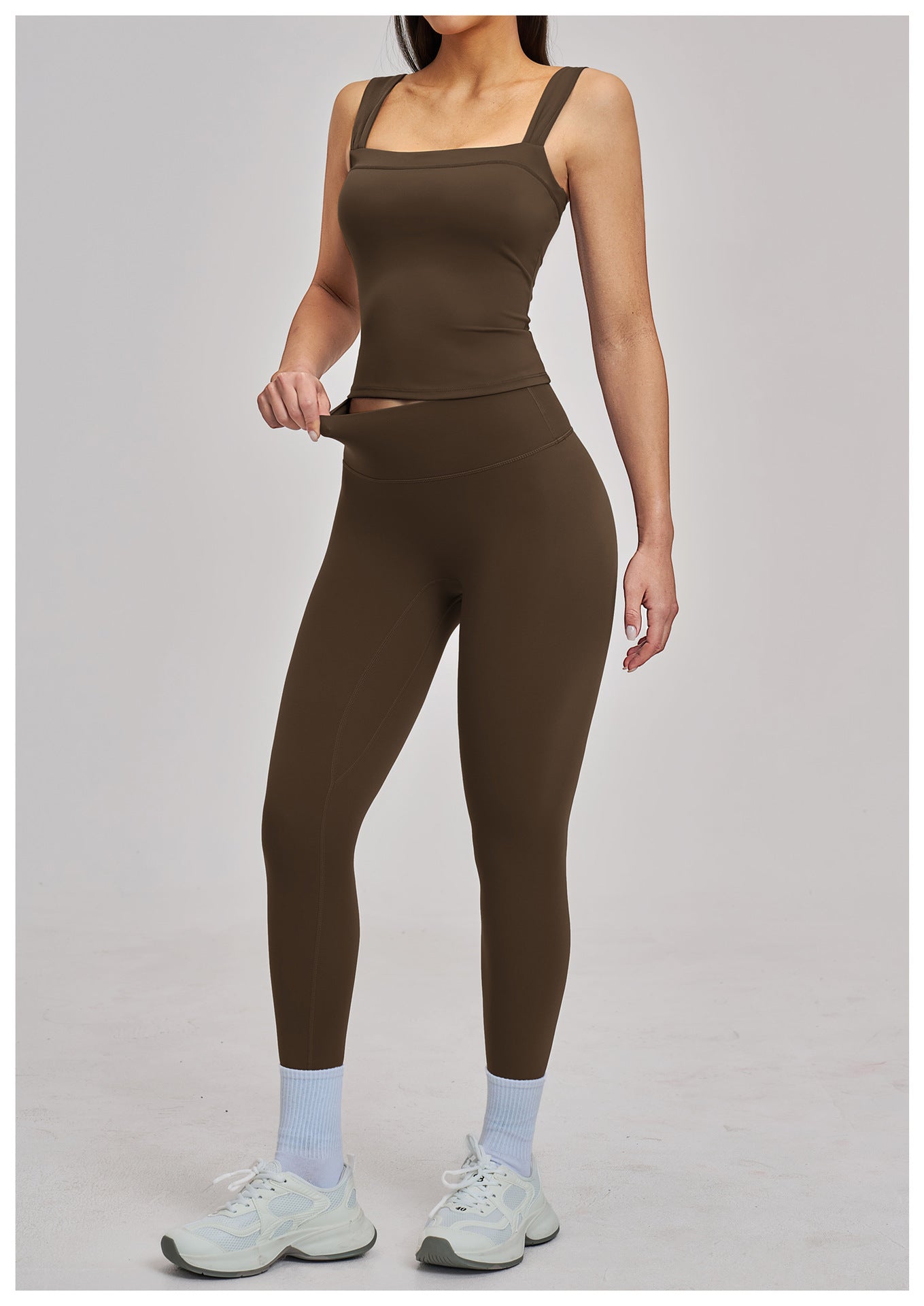 03/2026 Spring European and American style outdoor sports fitness suit, brushed tight-fitting yoga wear, shockproof sports suit for women, 4520