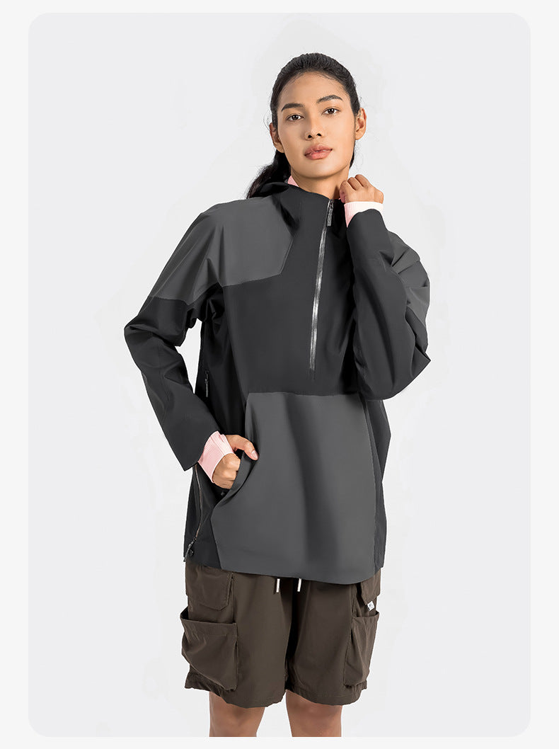 2023.09 Men and women of the same YKK zipper wear-resistant breathable mountaineering clothing three heat seal pressure glue color bird hooded hardshell jacket