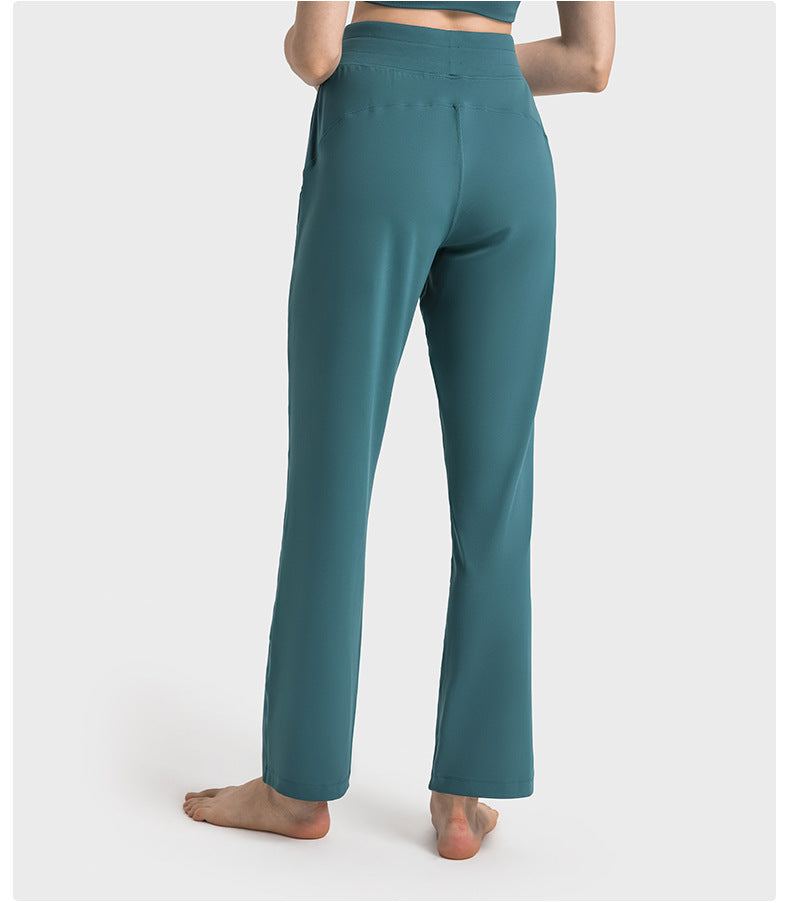 Hyosung Spandex Straight Casual All-match Sports Trousers Women's High Waist Abdominal Training Fitness Yoga Pants