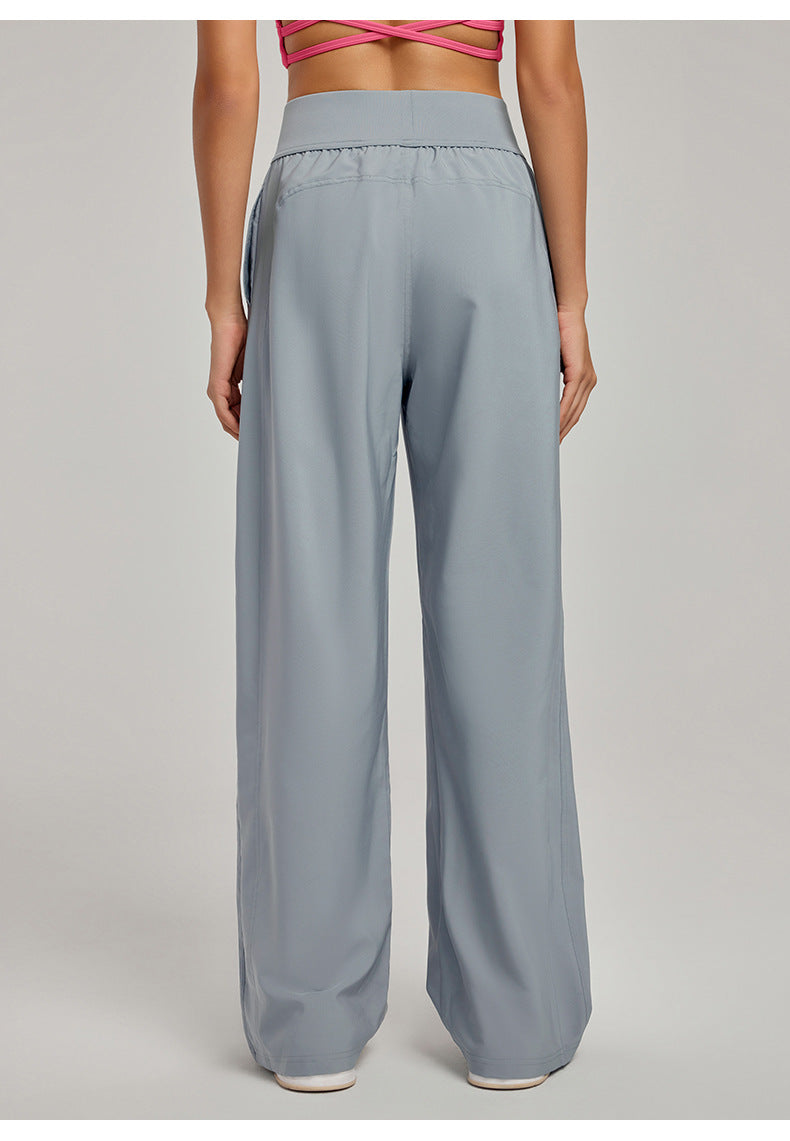 01/2025 New loose-fitting casual sports pants for women, high-waisted, slimming, yoga pants, breathable, drapey, straight leg, wide-leg, pockets, sweatpants.