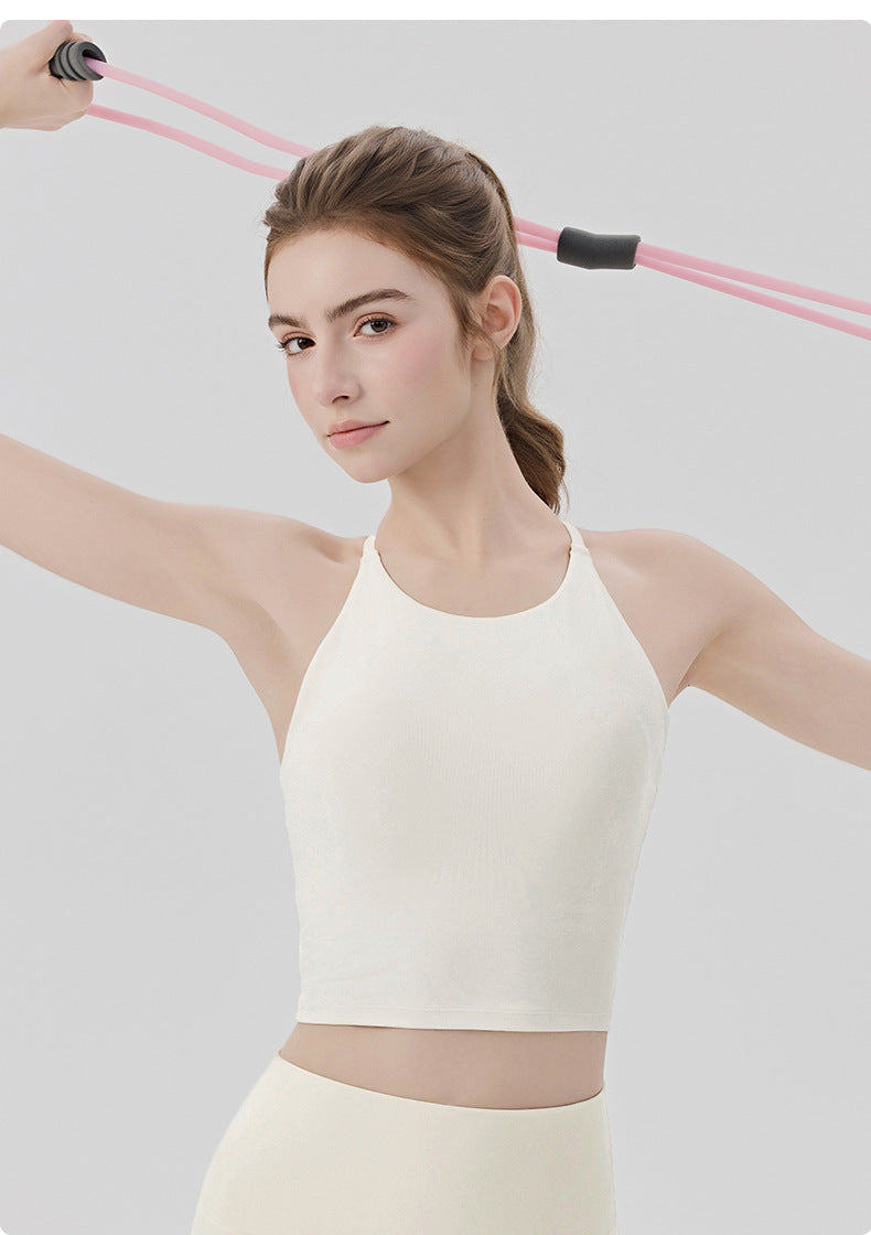 01/2026 Cooling sun protection sports vest for women with integrated bra pads, cross-back design, yoga vest, Pilates fitness top