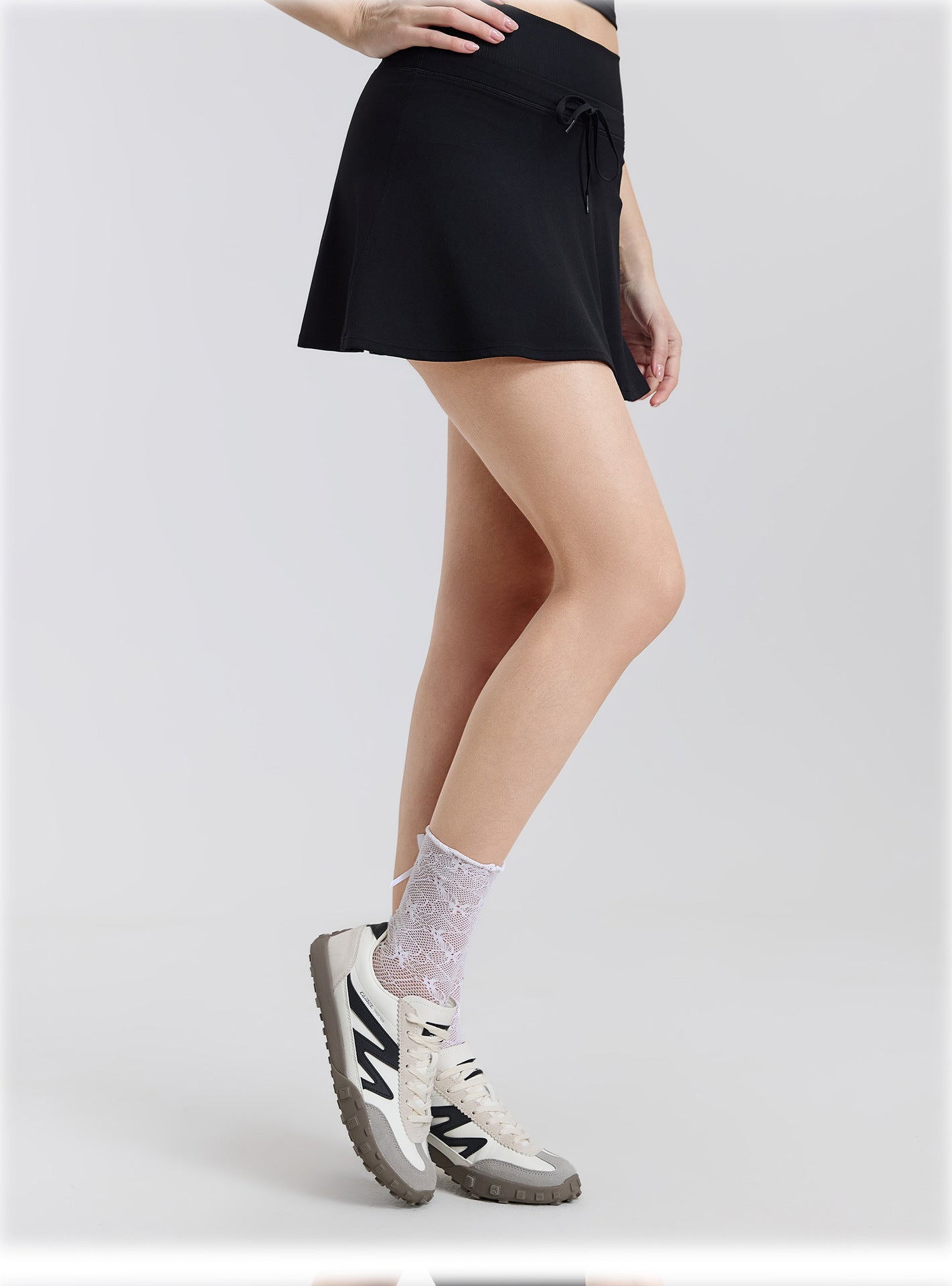 03/2026 Minifalda deportiva de secado rápido con doble cintura, minifalda de yoga elástica acanalada de corte A, minifalda de tenis deportiva antiexposición