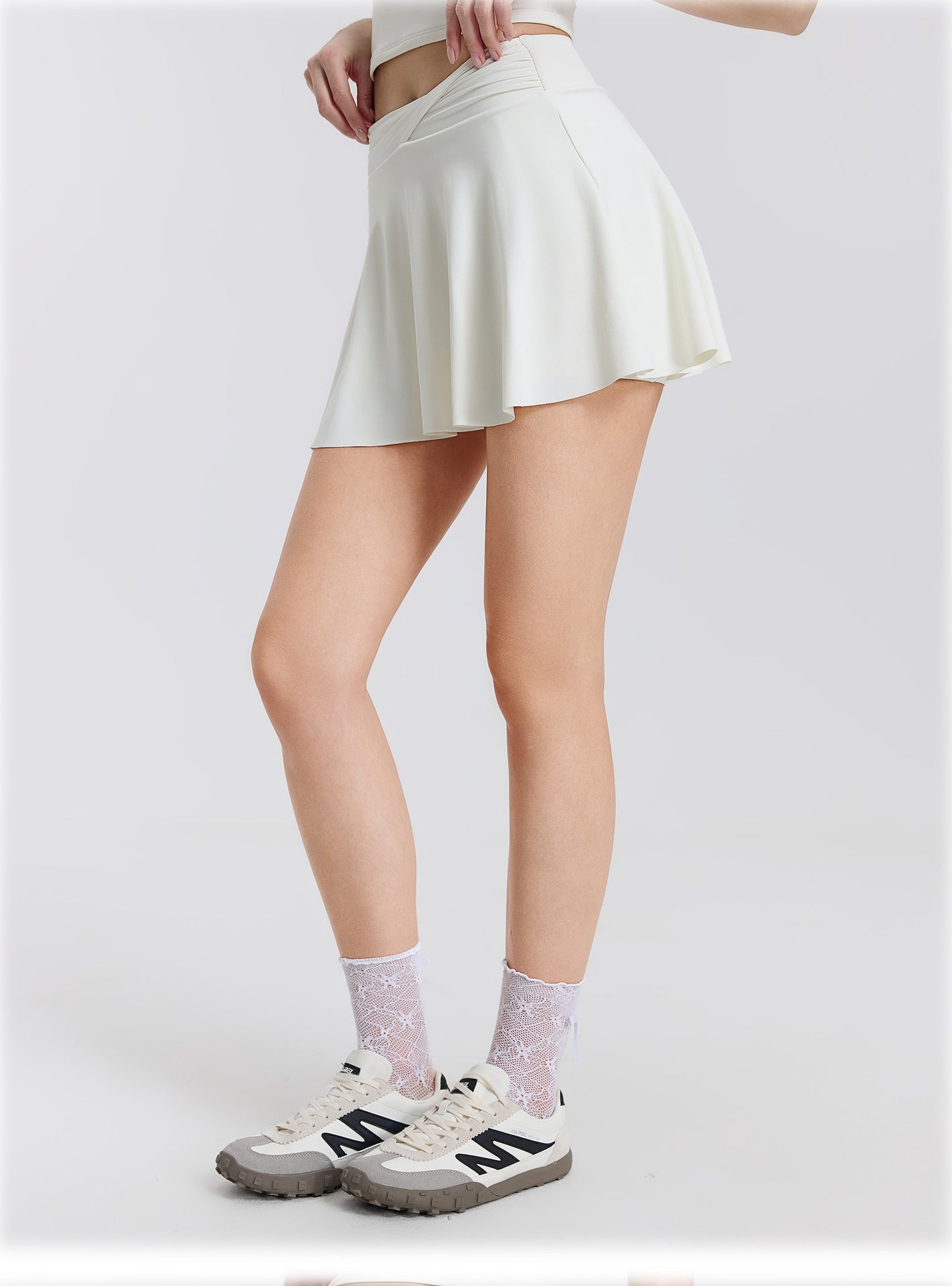 03/2026 High-waisted knotted running sports skirt, women's two-piece design, anti-exposure tennis skirt, fitness pants, yoga skirt