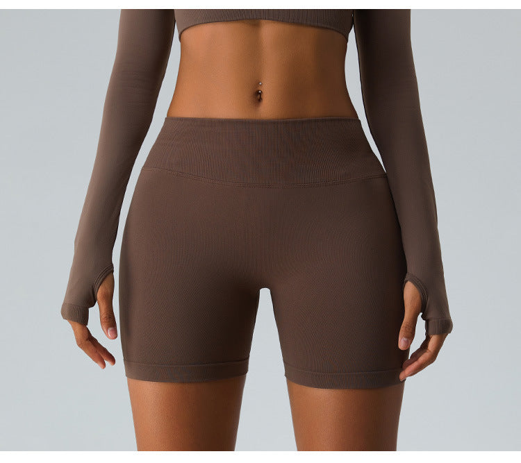 2023.09 Yoga shorts Women's V-waist peach butt lift seamless fitness pants wear tight abdominal compression sports shorts