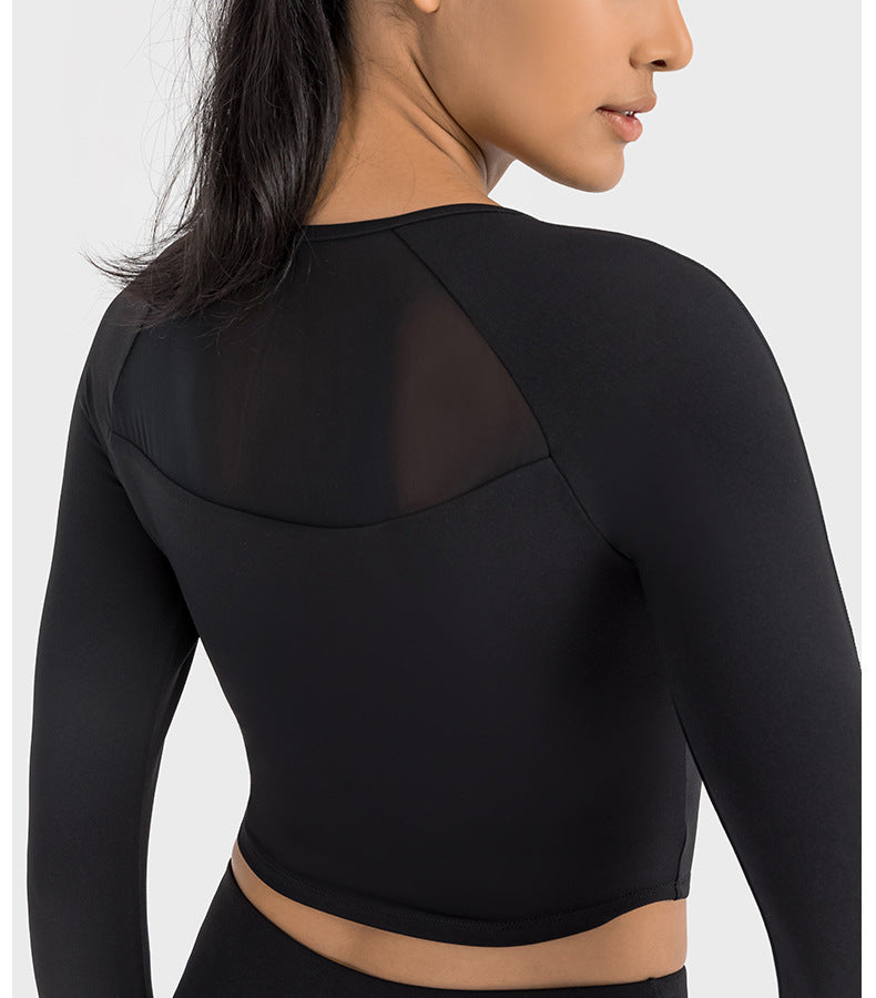 2023.09 Creora Hyosung sexy pleated V-neck sports long sleeve T-shirt women with breast pads skin-friendly high elastic tight yoga wear