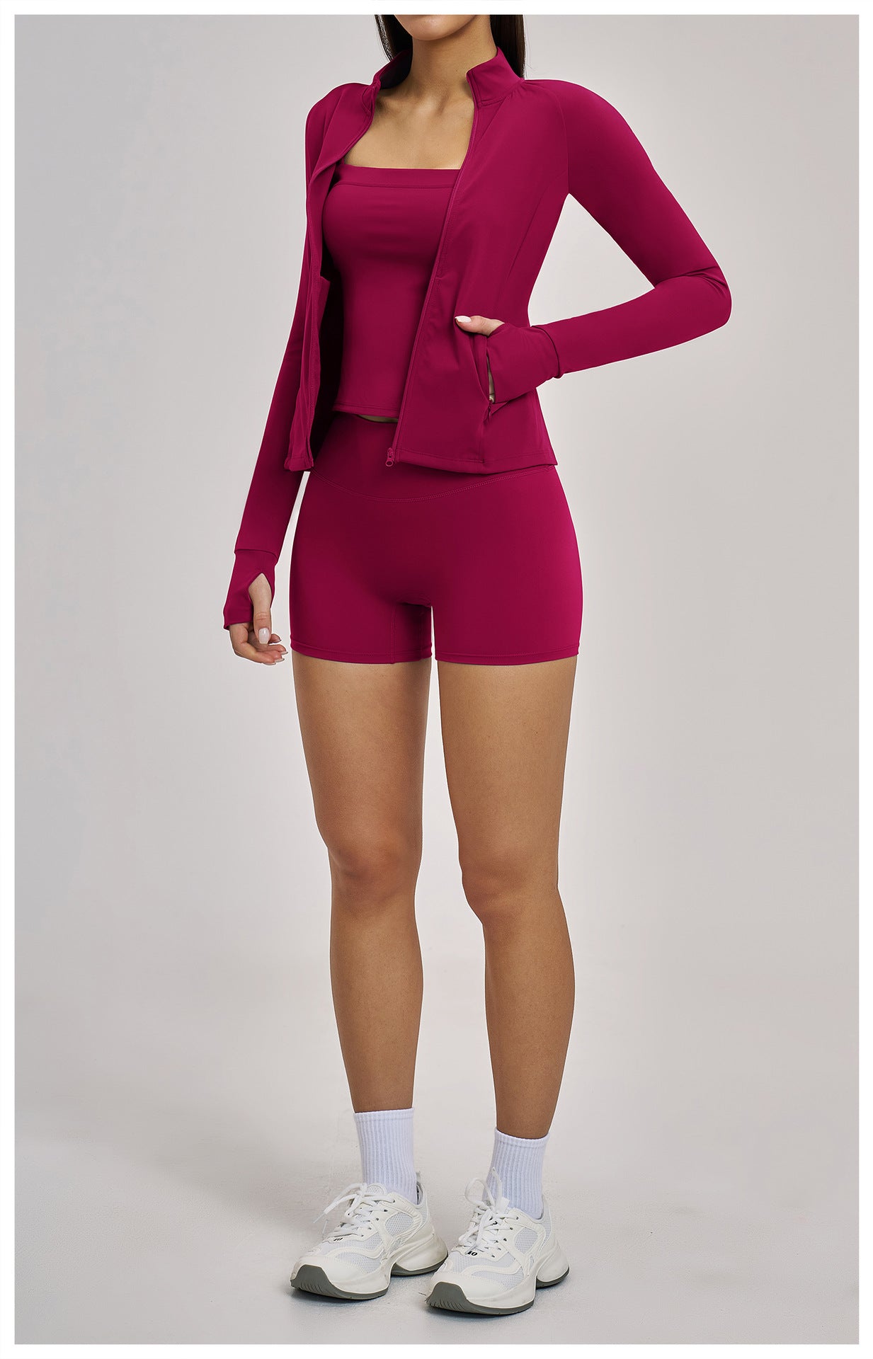 03/2026 Spring Yoga Set Casual Fitness Suit Women's Outdoor Running Sports Three-Piece Set 4510