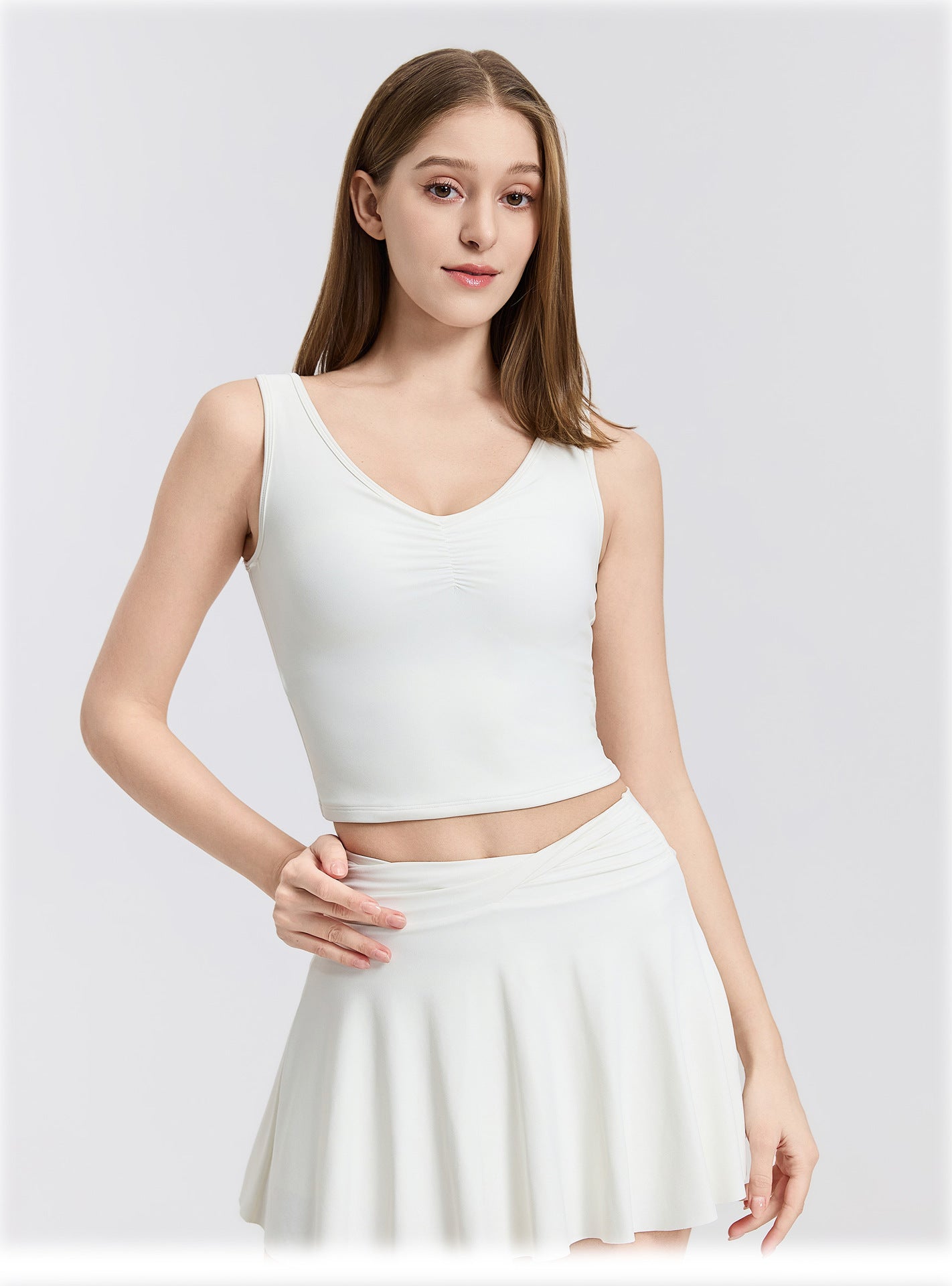 03/2026 fouregg Cloud-Feel One-Shoulder Yoga Top Built-in Bra Running Tops DX5874